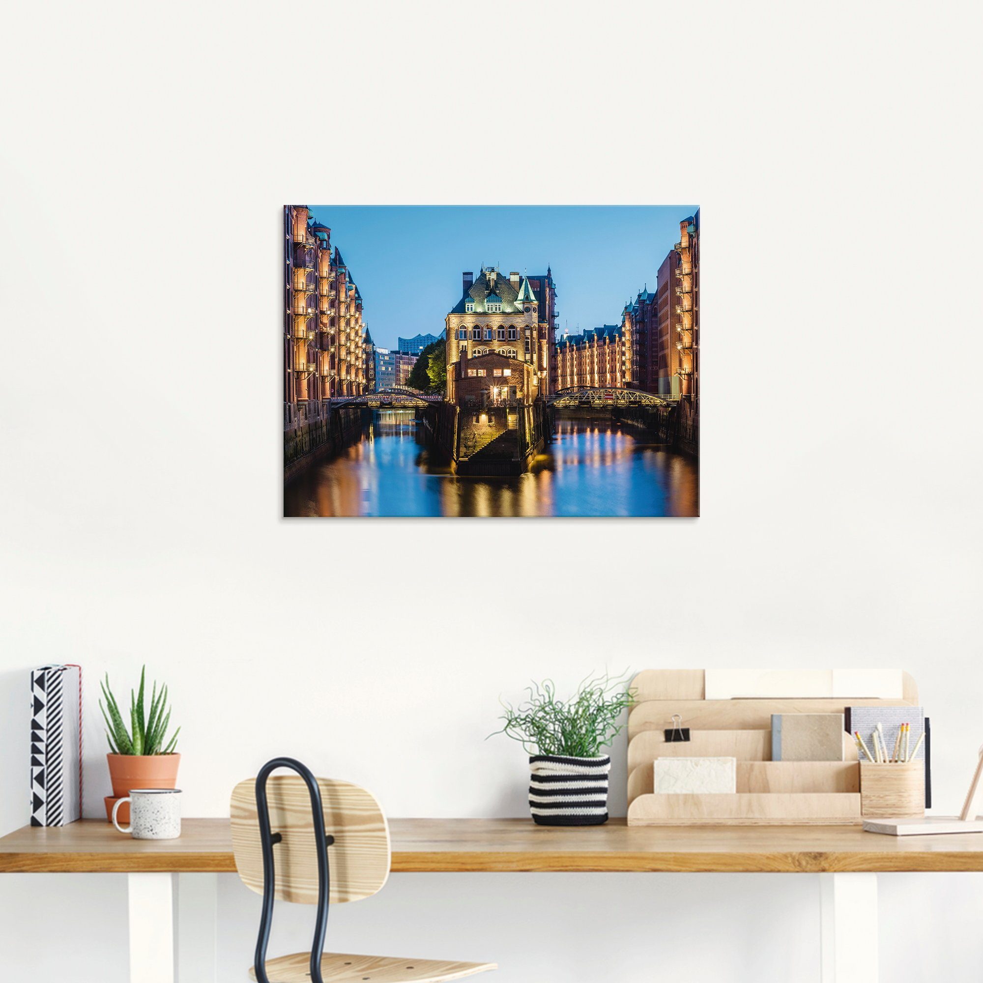 Artland Print op glas Hamburg Waterkasteel in Speicherstadt 2