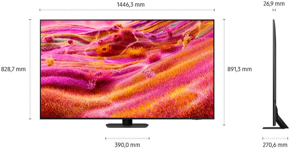 Samsung QLED-TV GQ65QN90FAT QLED Mini LED-televisie, NQ HDR+, Glare Free, Upscaling Pro, Dolby Atmos & AI Sound, tot 165Hz