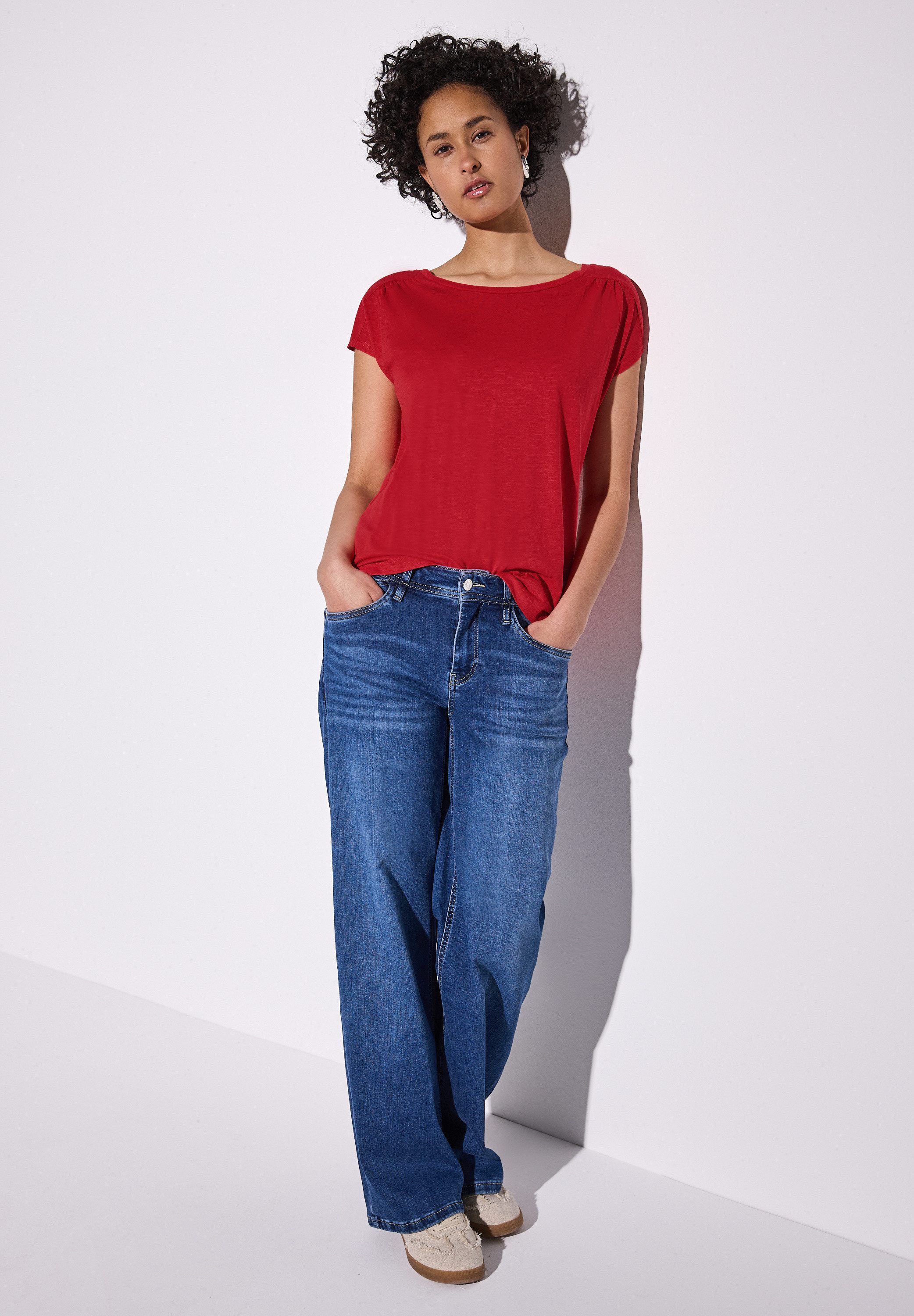 STREET ONE Shirttop met aanrimpeling op de schouder