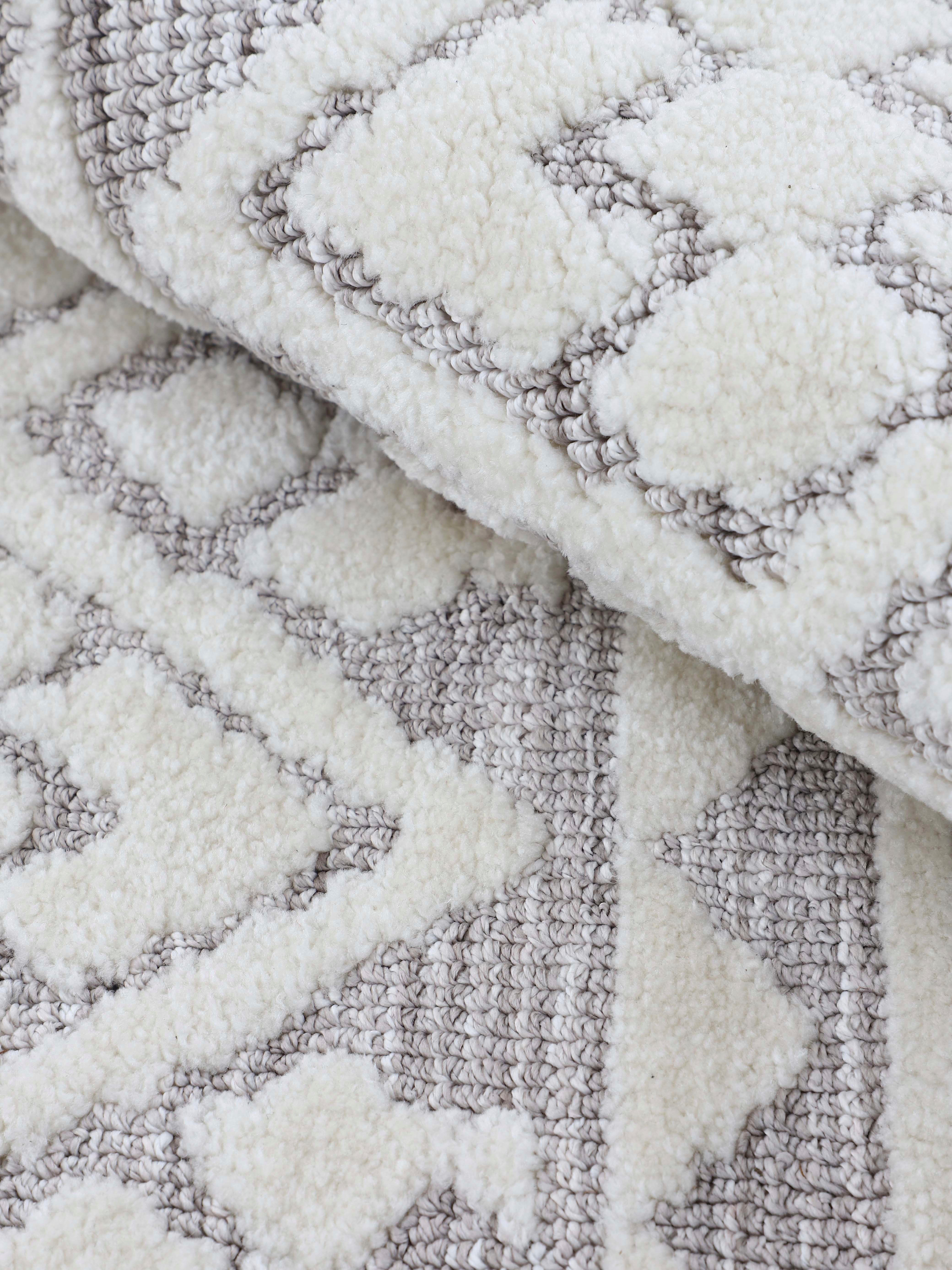 carpetfine Vloerkleed Holly 2 Ruitmotief, hoog-laag structuur, woonkamer