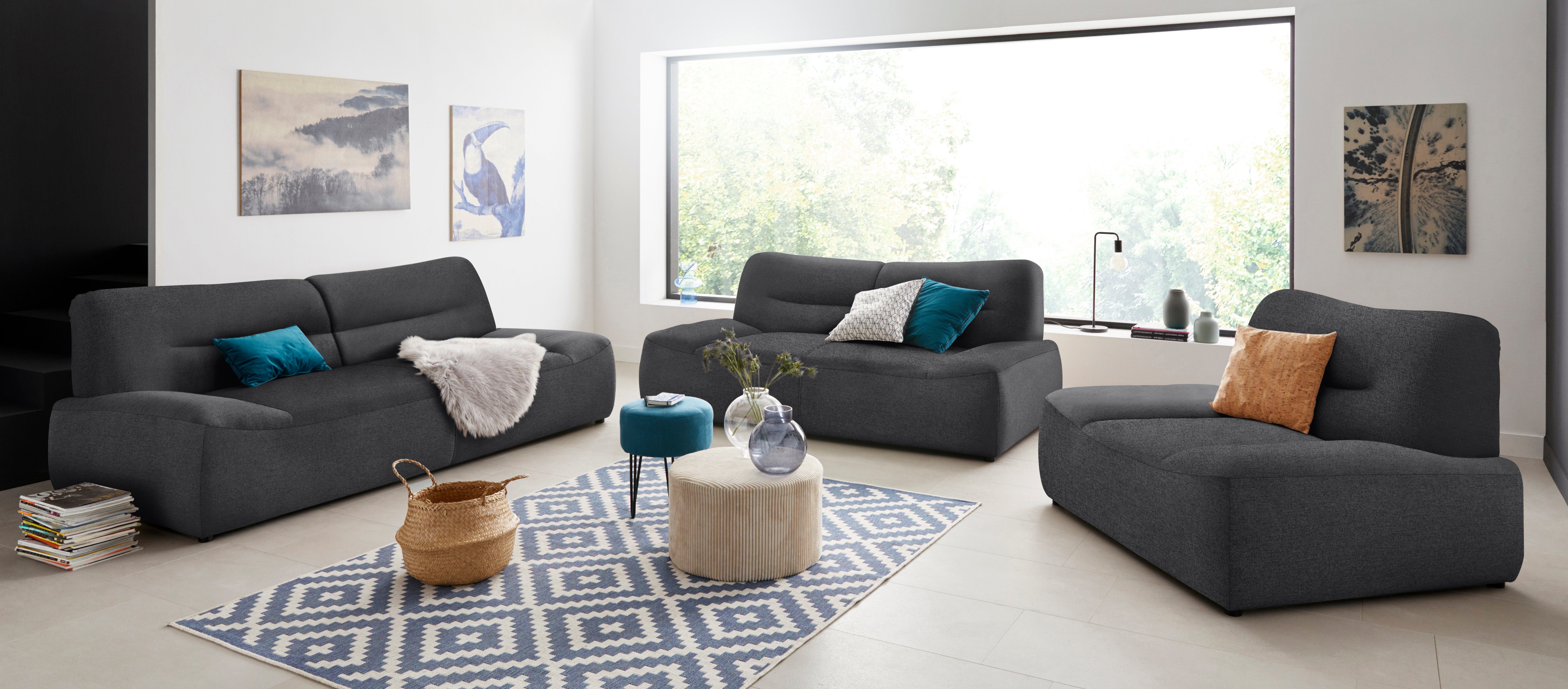 DOMO collection 2-zitsbank Cesena moderne bank met platte armleuningen, comfortabel