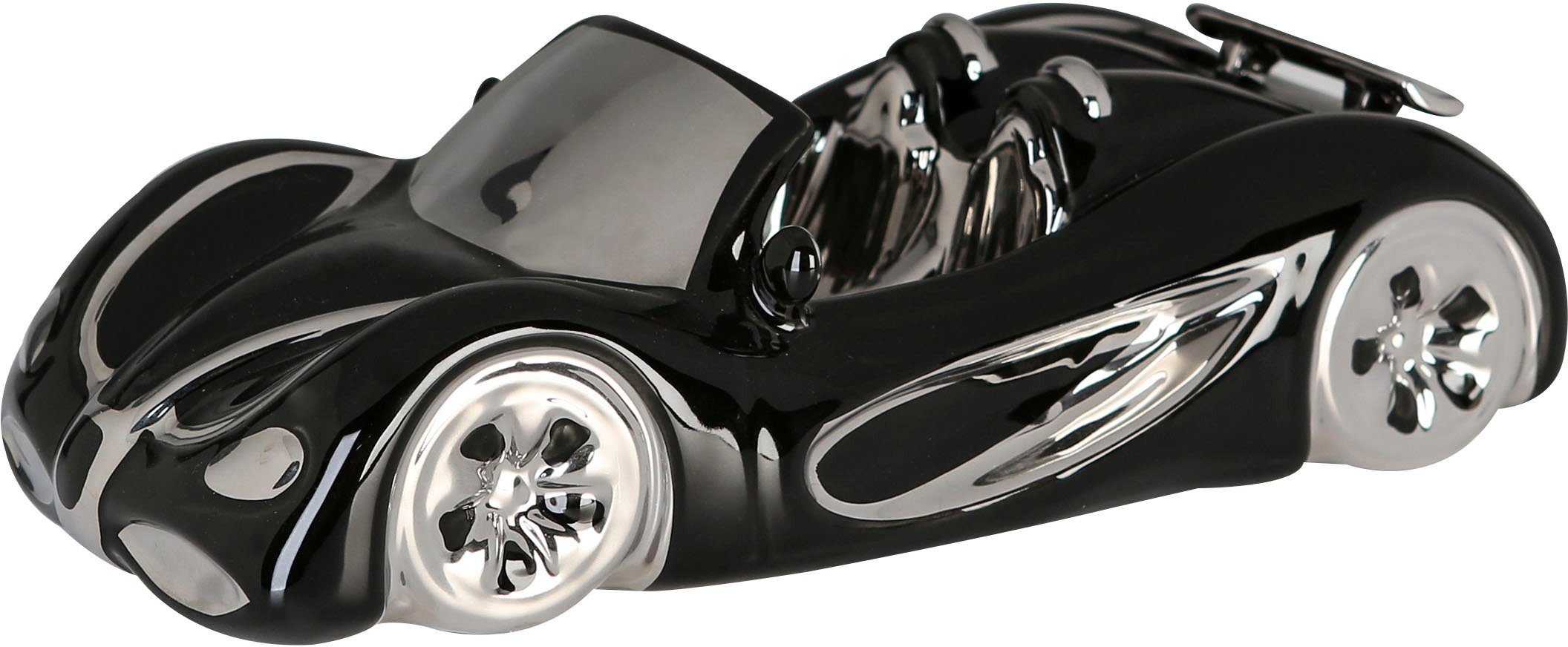 Gilde - decoratief figuur - auto cabrio - zwart/zilver - keramiek