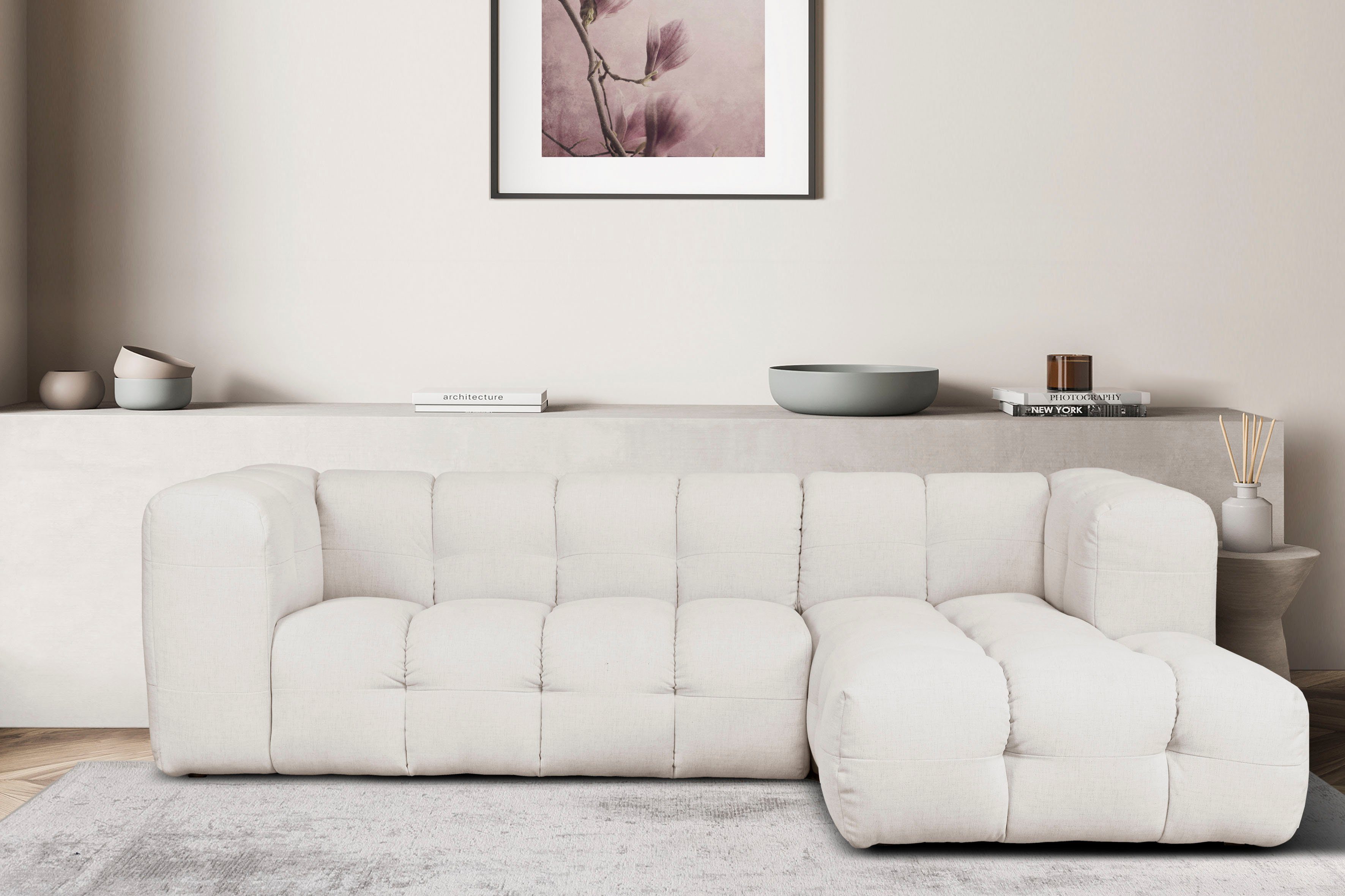 LeGer Home by Lena Gercke Hoekbank TALISHA L-vorm designerbank, moderne quilt, B/D/H: 276/178/75 cm