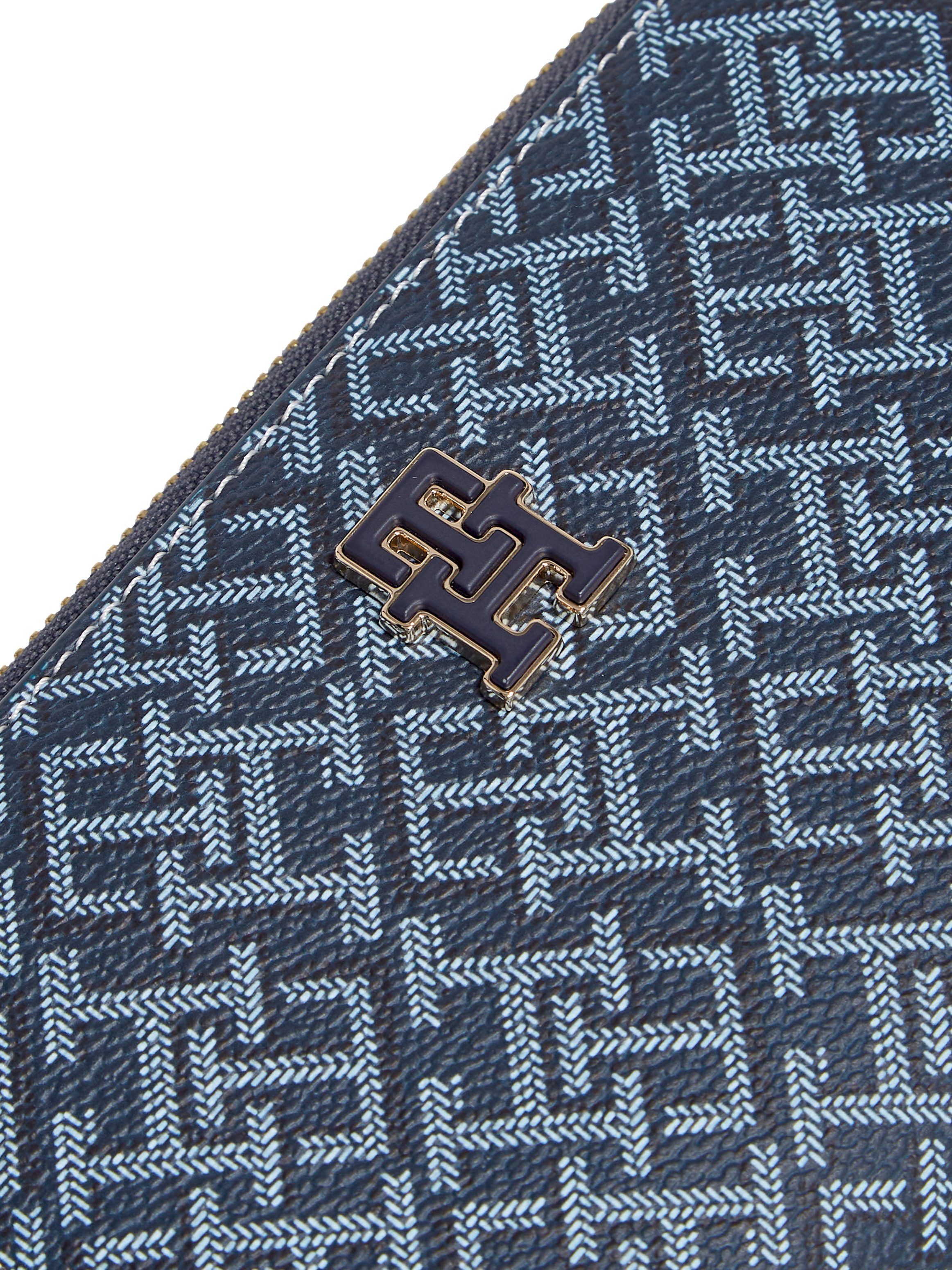 Tommy Hilfiger Portemonnee TH MONOPLAY LEATHER MED 7 WALLET , dames portemonnee met allover logoprint