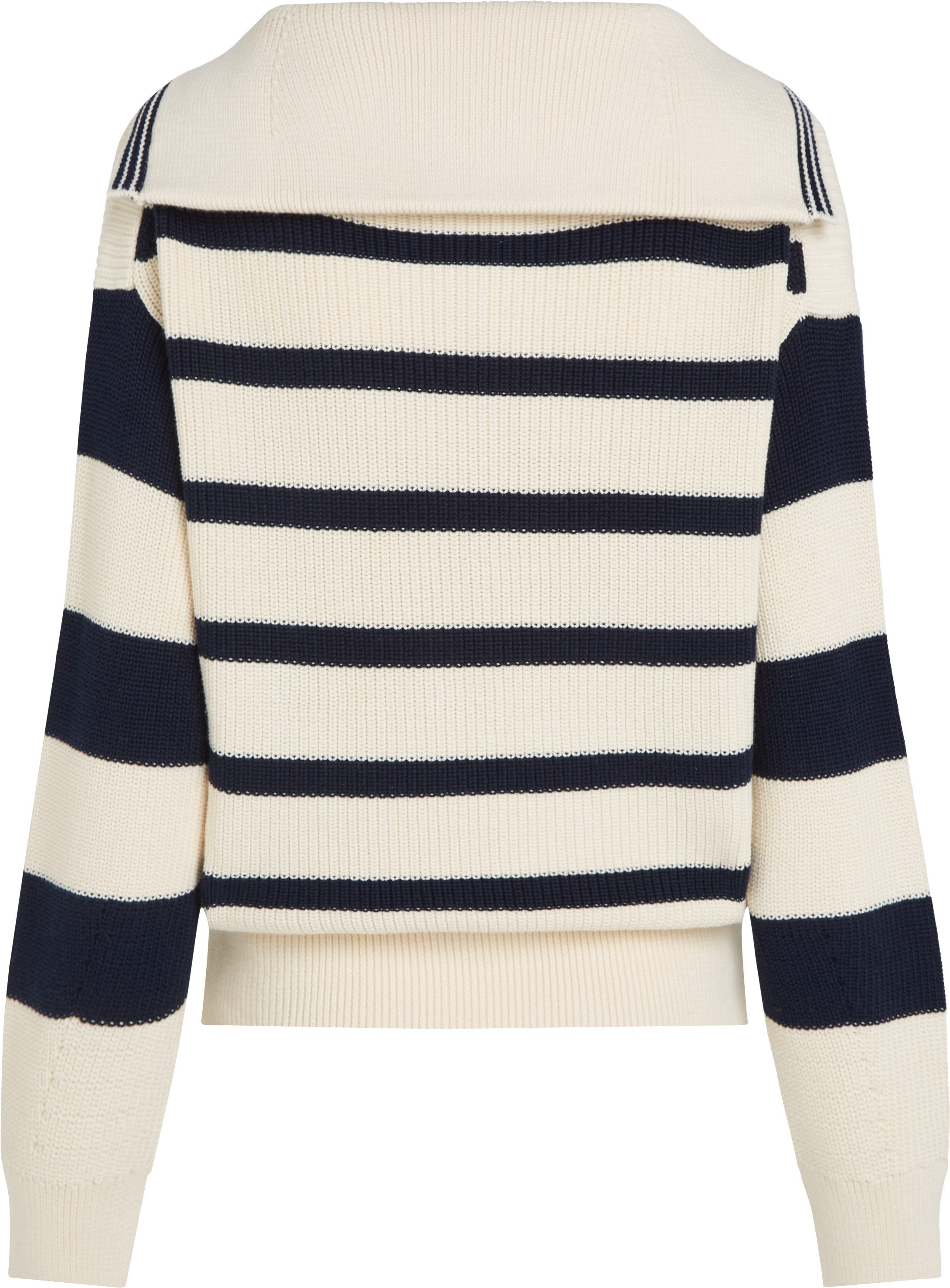 Tommy Hilfiger Trui met polokraag CO CARDI STITCH OPEN POLO SWT LS met parelvangpatroon polokraag logo-borduursel