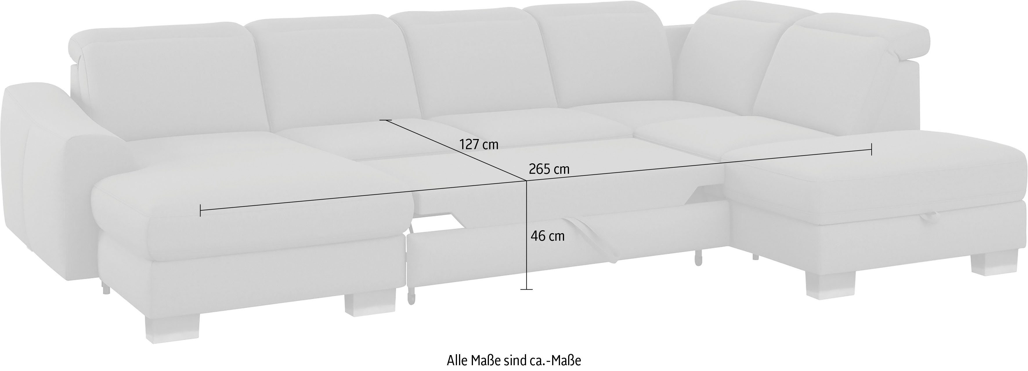 sit&more Zithoek Dundee U-vorm met binnenvering en edelstalen poten, naar keuze met verstelbare hoofdsteun