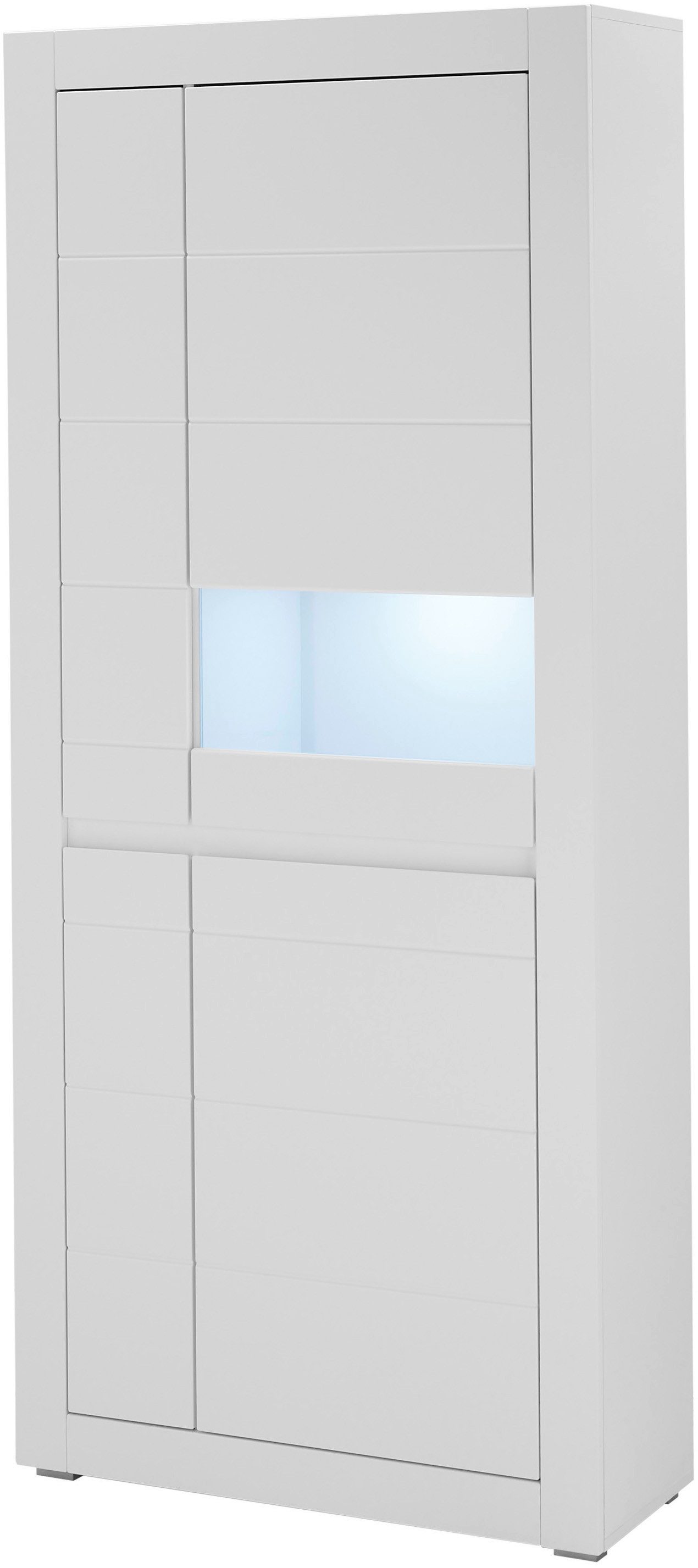 INOSIGN Vitrinekast Chester, Hoge kast met opbergruimte, Glazen vitrine, Dressoir, Mat Wit (1 stuk)