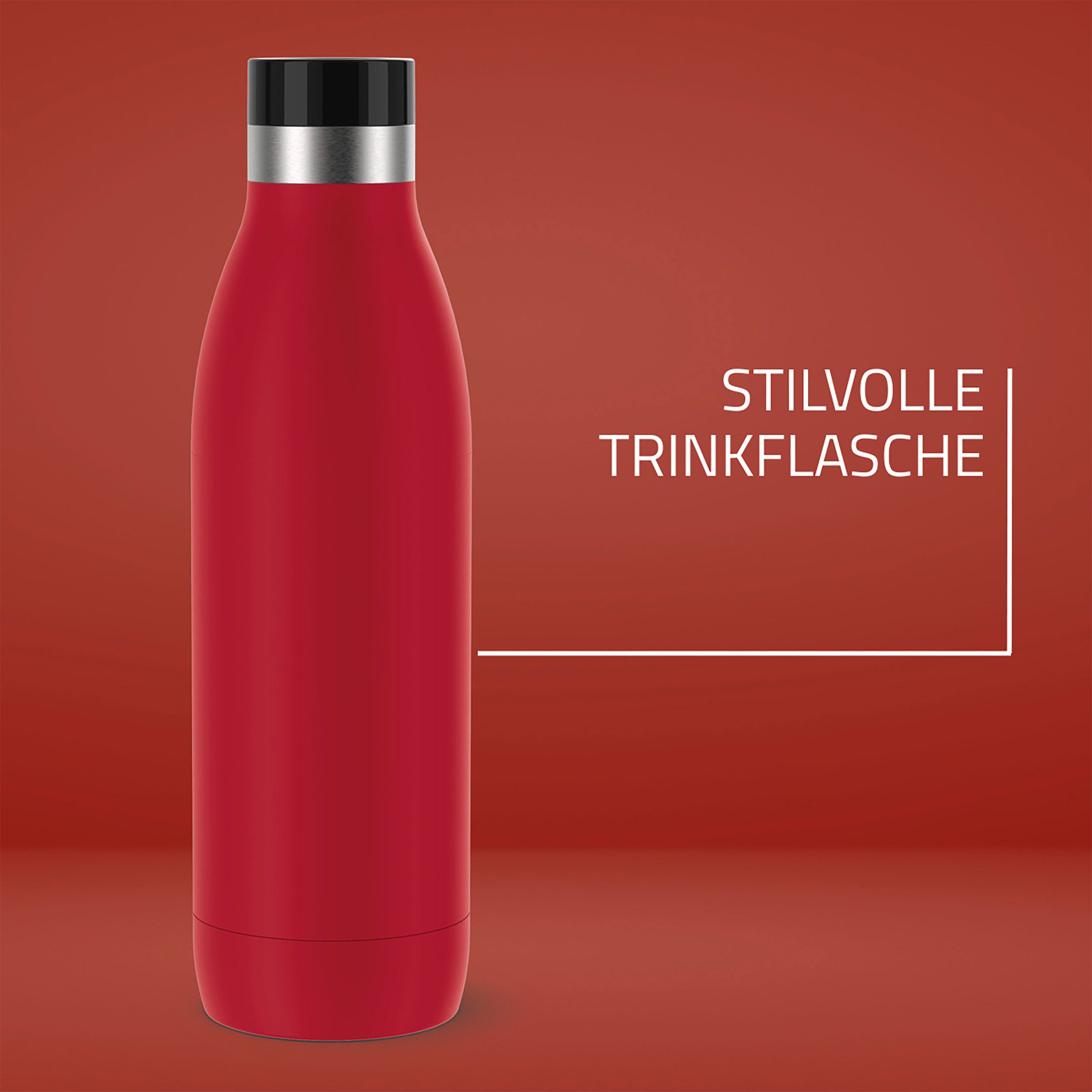 Emsa Thermosfles Drinkfles Bludrop Roestvrij staal, Quick-Press deksel, 360° drinkplezier, 12 uur warm/24 uur koel (1-delig)