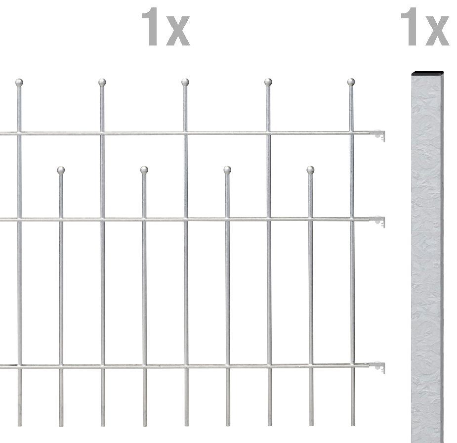 GAH Alberts Metalen hek Uitbreidingsset Madrid Hoogte: 49,5, 73,5 en 98,5 cm, breedte: 200 cm, om in beton te verankeren