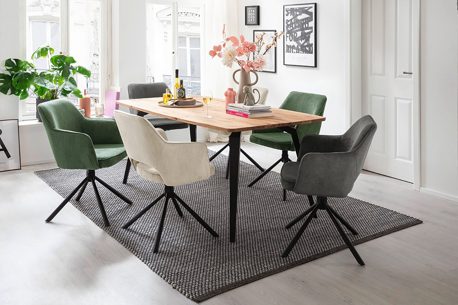 MCA furniture Eetkamerstoel Luzon (2-set), draaibaar 180°, belastbaarheid 120 kg, zithoogte ca. 50 cm