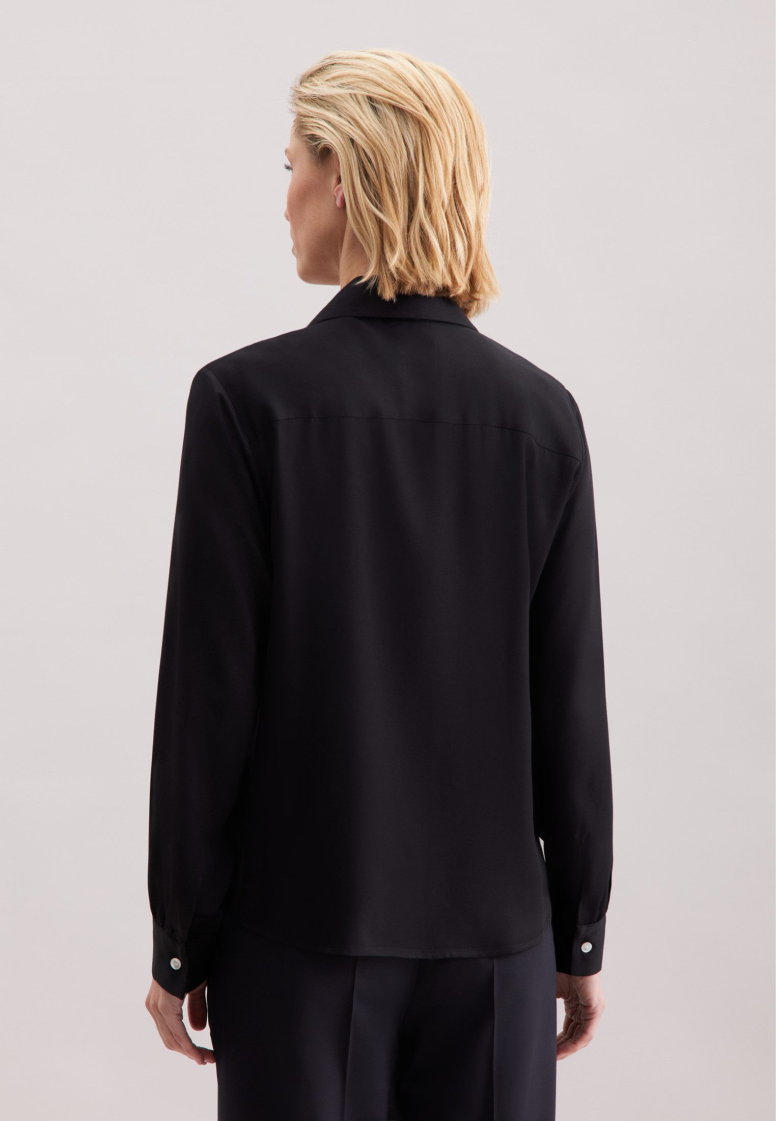 seidensticker Overhemdblouse Zwarte roos Lange mouwen kraag uni