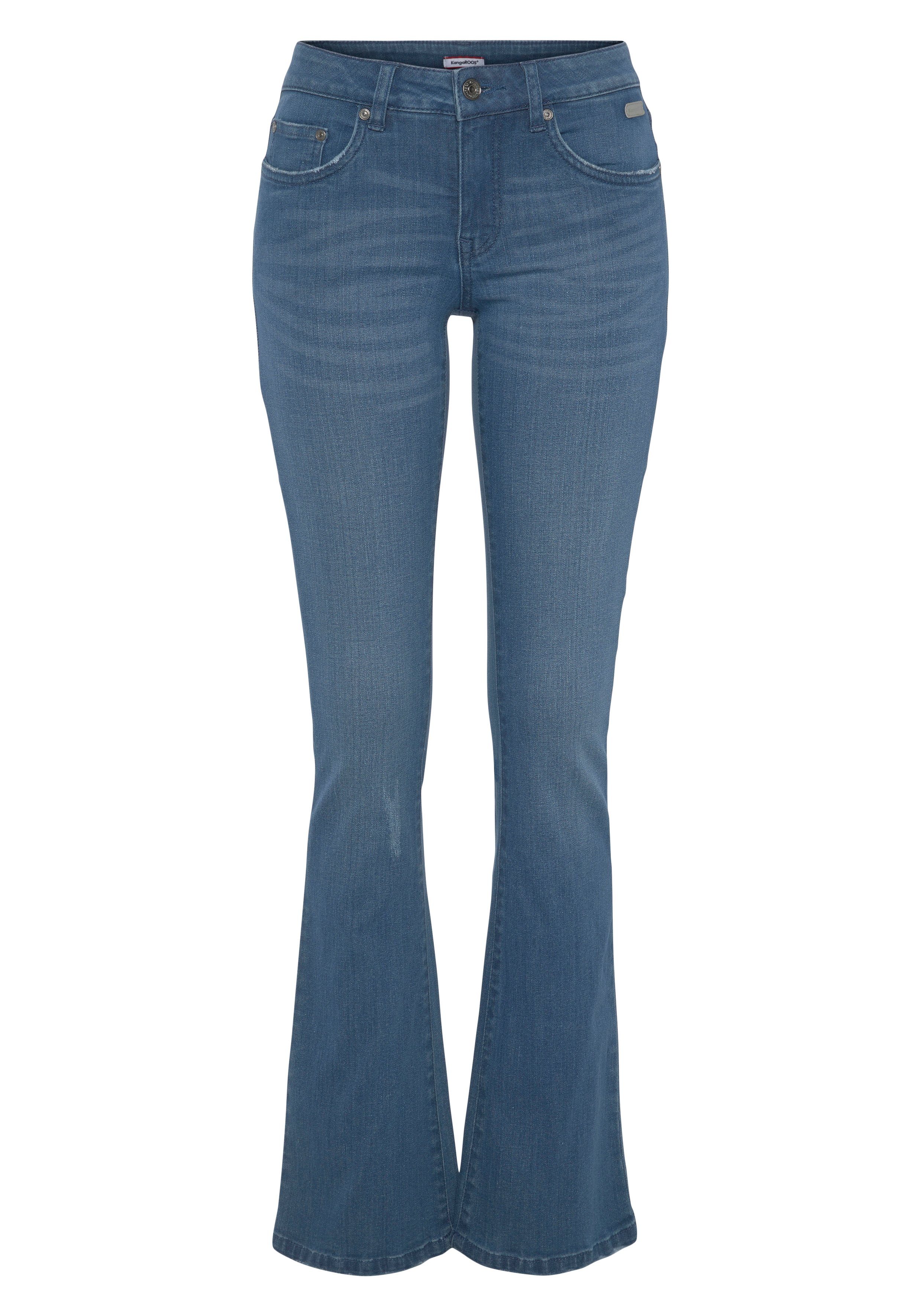 KangaROOS 5-pocket jeans uitlopende pijp, used-wassing, normale taillehoogte