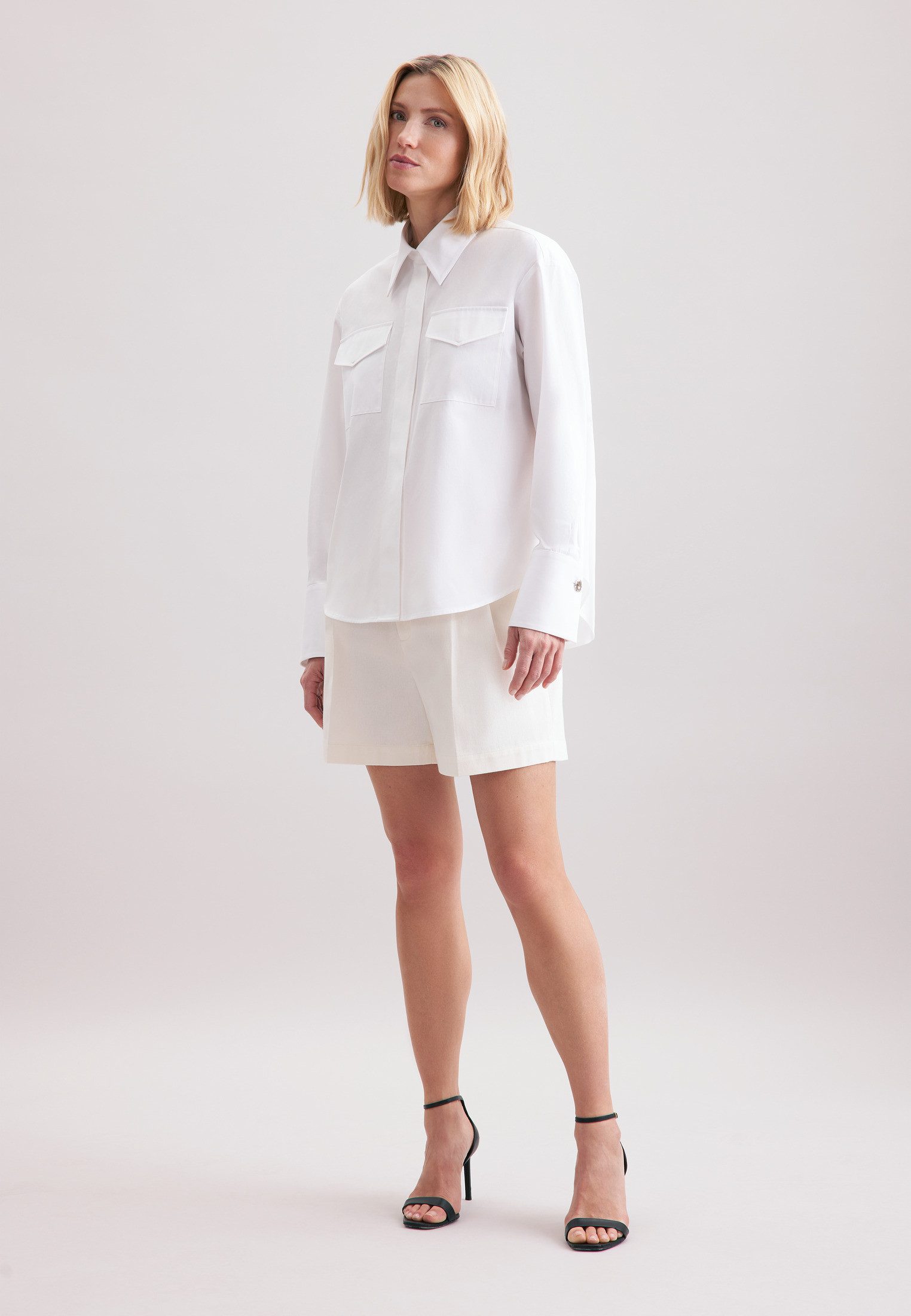 seidensticker Overhemdblouse Zwarte roos Lange mouwen kraag uni