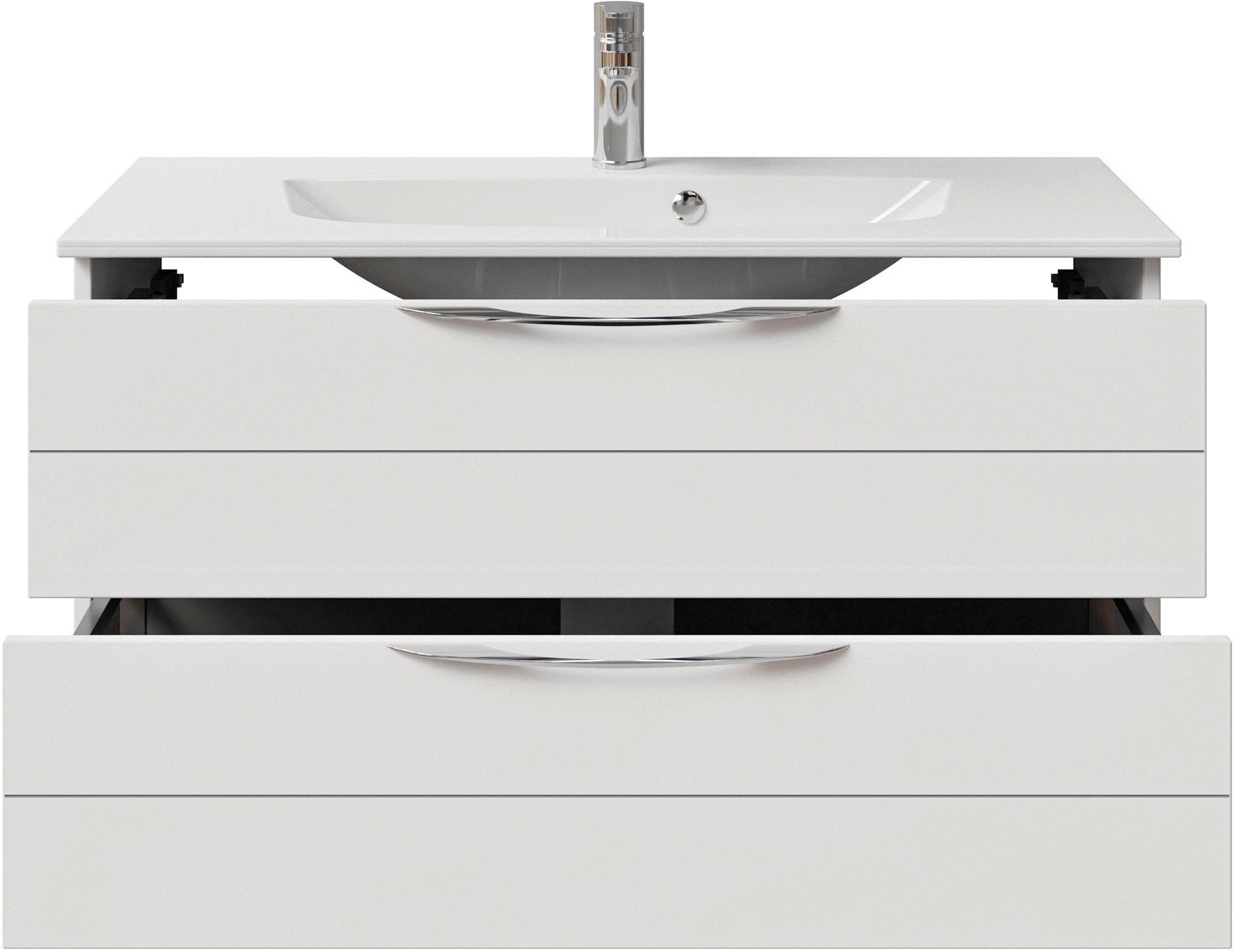 Saphir Wastafelonderkast Serie 6025 mineraalmarmeren wastafel met onderkast, 97 cm breed (2-delig)
