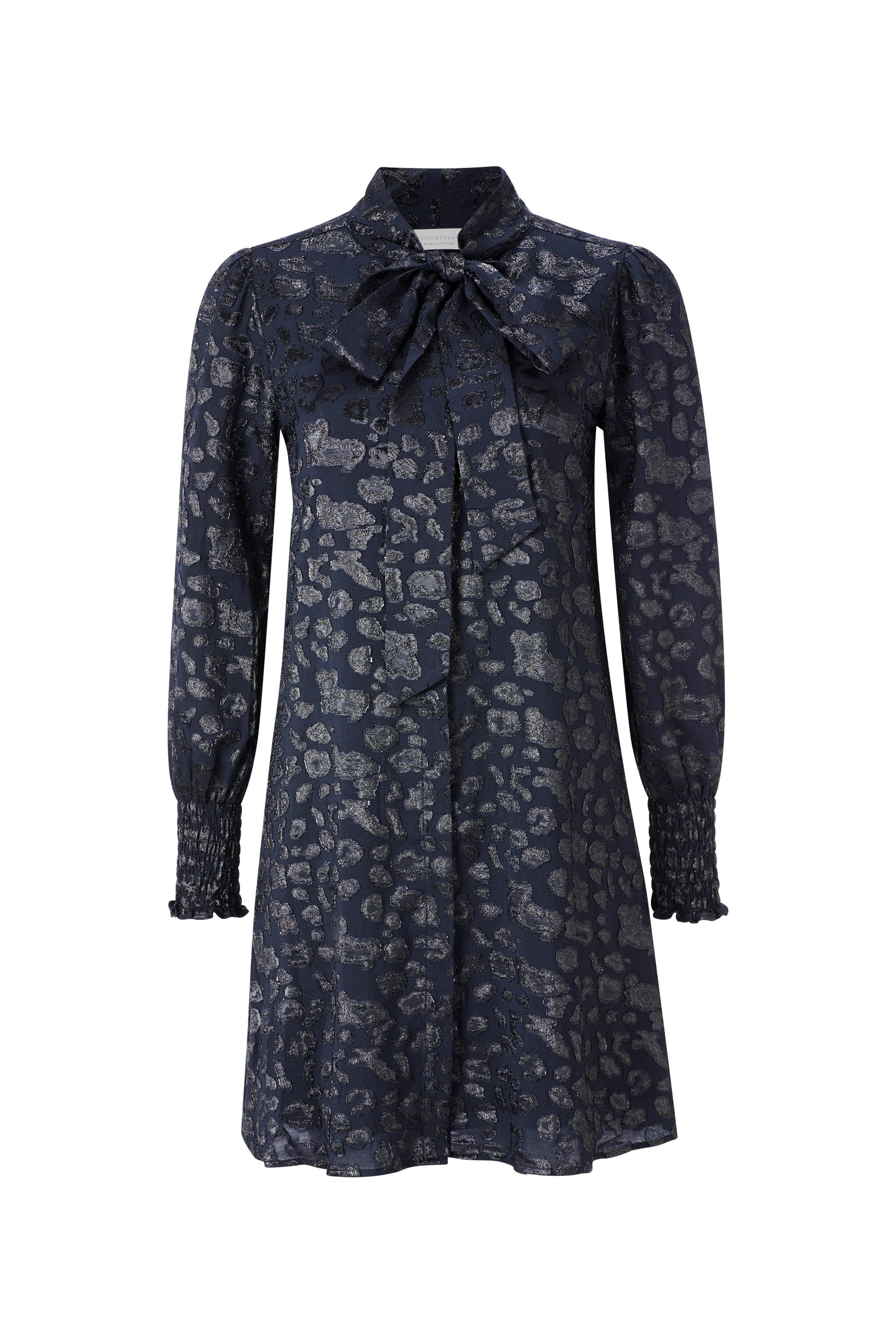 Rich & Royal Mini-jurk in glanzend jacquard-look met leeuw-uitbranding