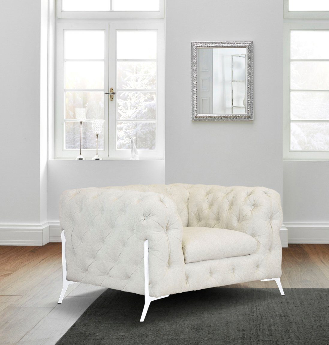 Leonique Chesterfield-fauteuil Amaury Fauteuil luxueuze capitonnage, moderne chesterfield look, kleur van de poten ter keuze