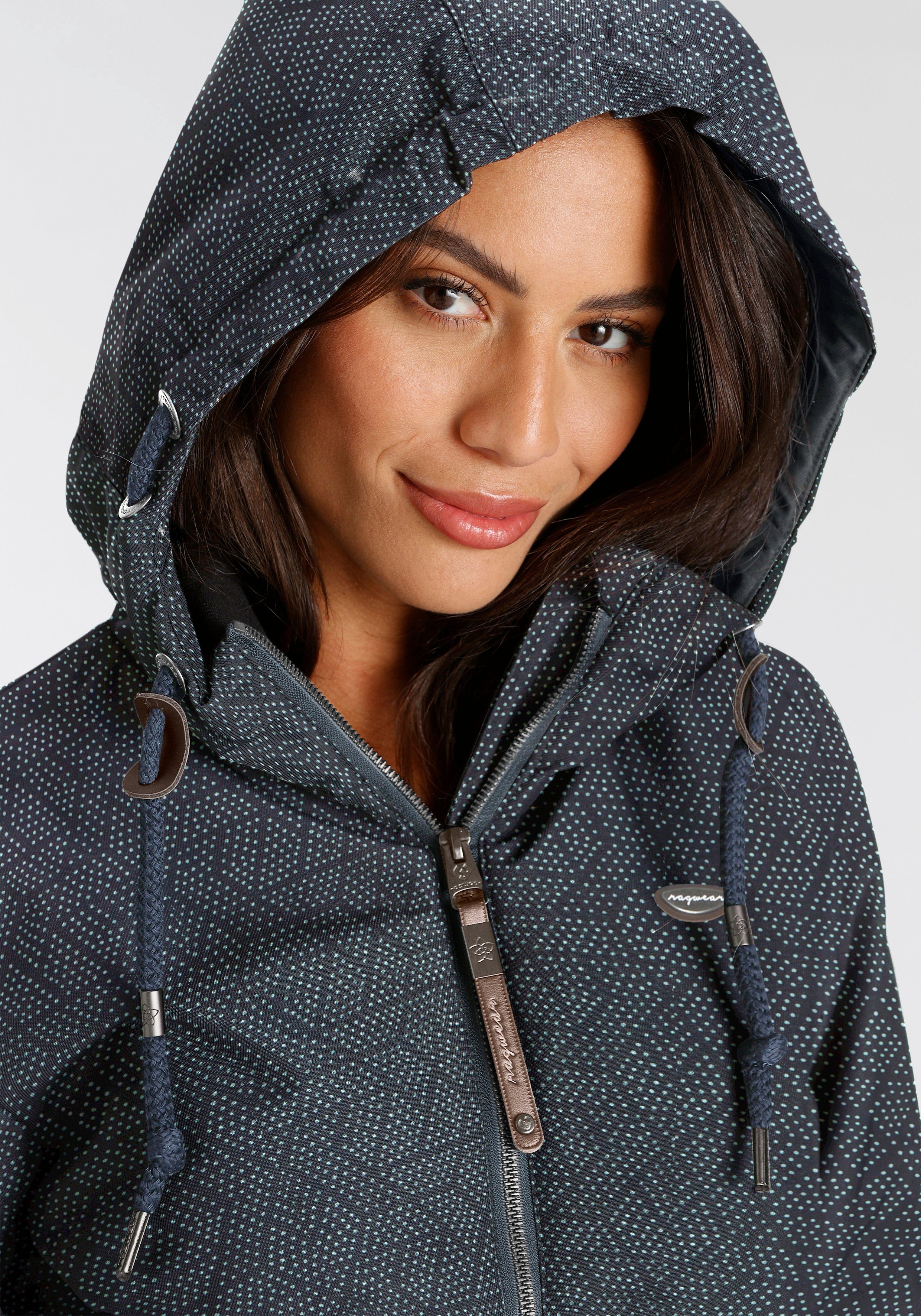 Ragwear Outdoorjack NUGETTKA PRINT O met stippenmotief