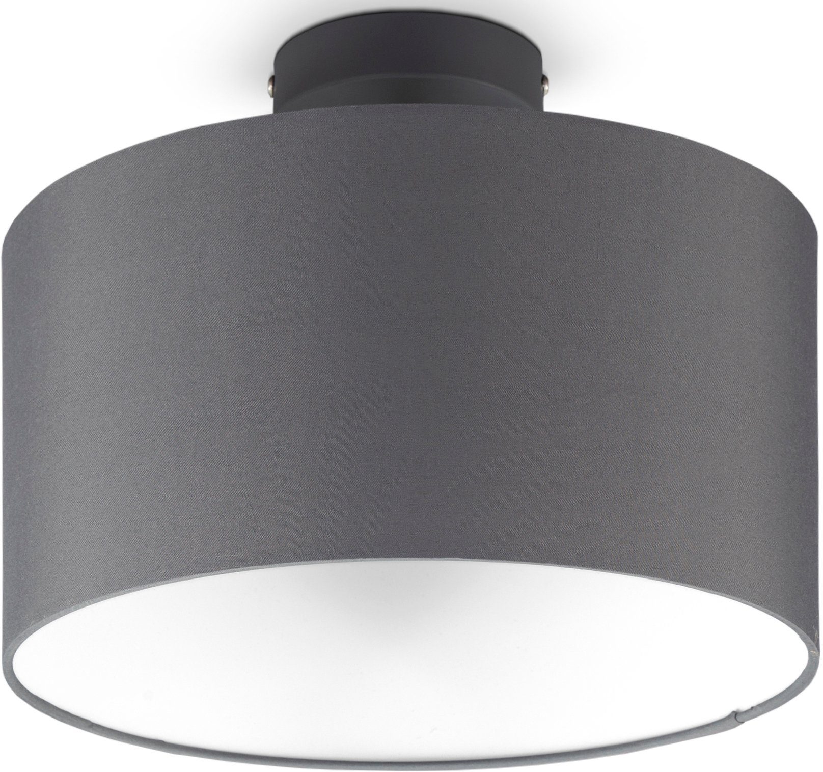 B.K.Licht Plafondlamp BK_SD1421 LED Deckenlampe, mit Stoffschirm Ø30cm, Grau, E27-Fassung