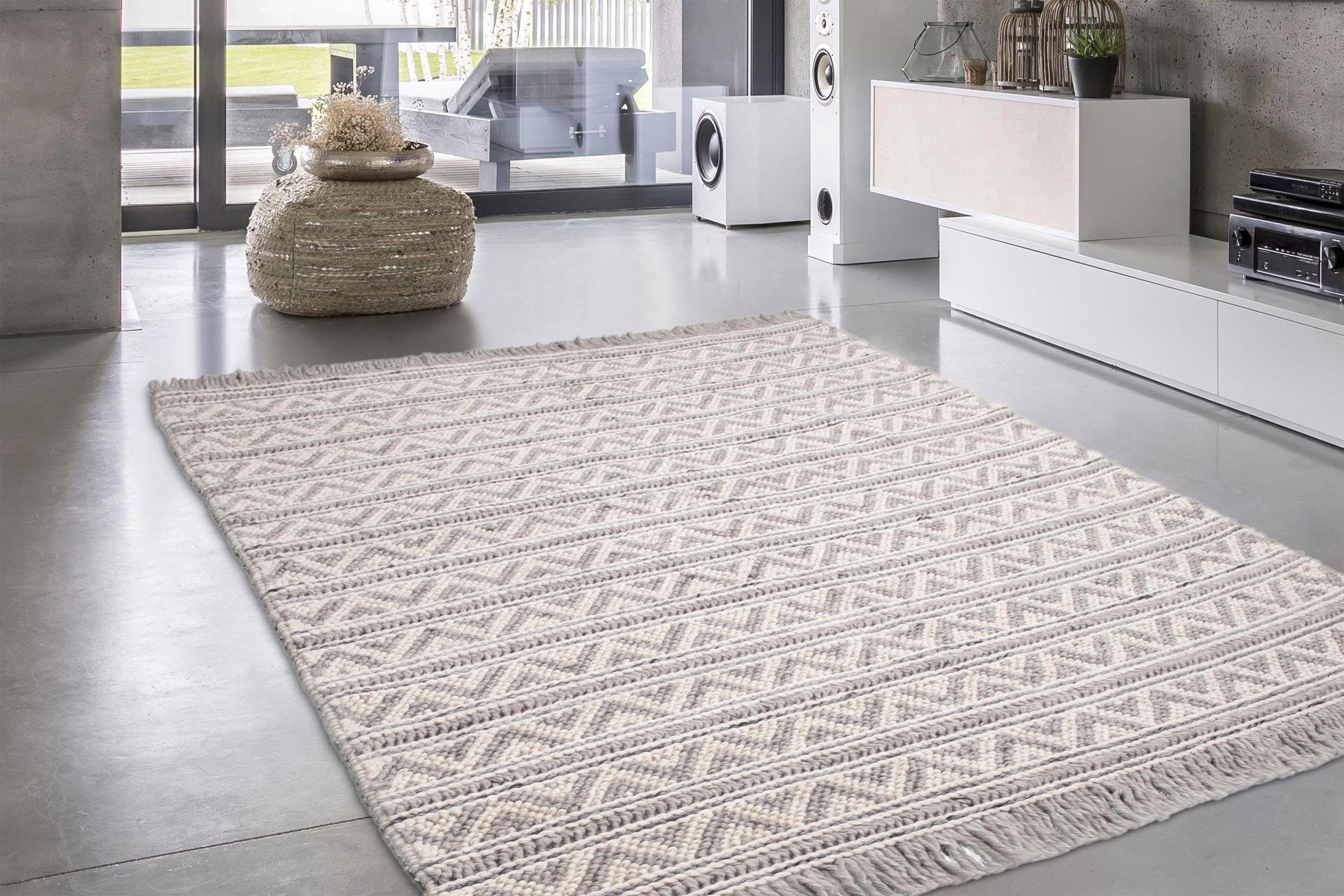 calo-deluxe Vloerkleed Bature 500 Wol en viscose met franje, woonkamer