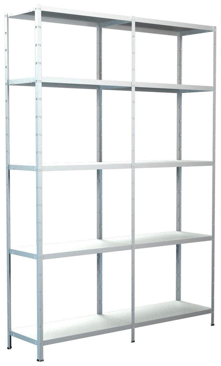 SCHULTE Regalwelt Stellingkast Montagesysteem basis- en aanbouwrek Metaal wit, 2000x1400x350 mm, 10 planken rekken wit