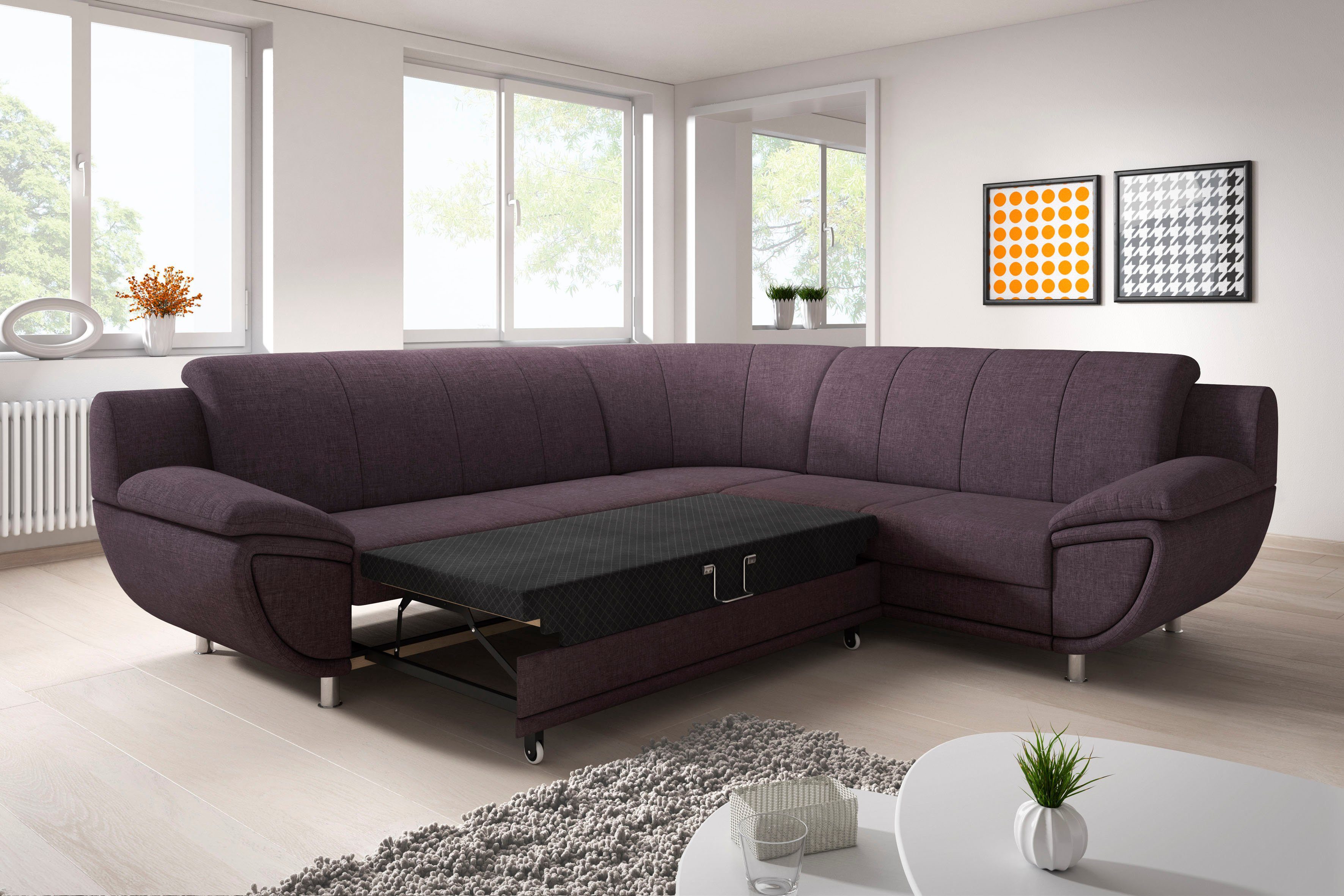 TRENDMANUFAKTUR Hoekbank Rondo II, tijdloos & elegant, comfortabele armleuningen, L-vorm