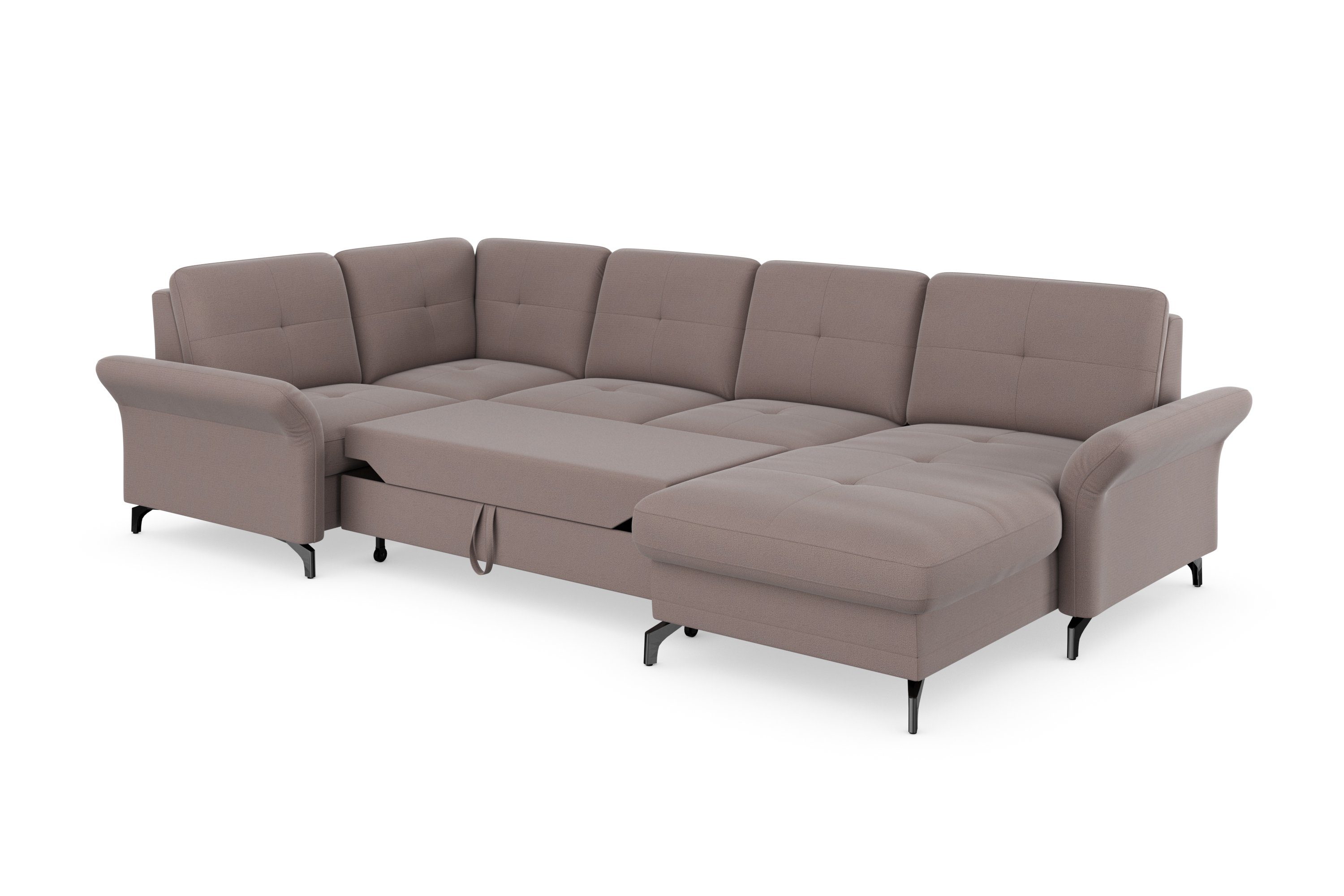 Places of Style Zithoek Calando U-vorm naar keuze met slaapfunctie, bedkist en armleuning
