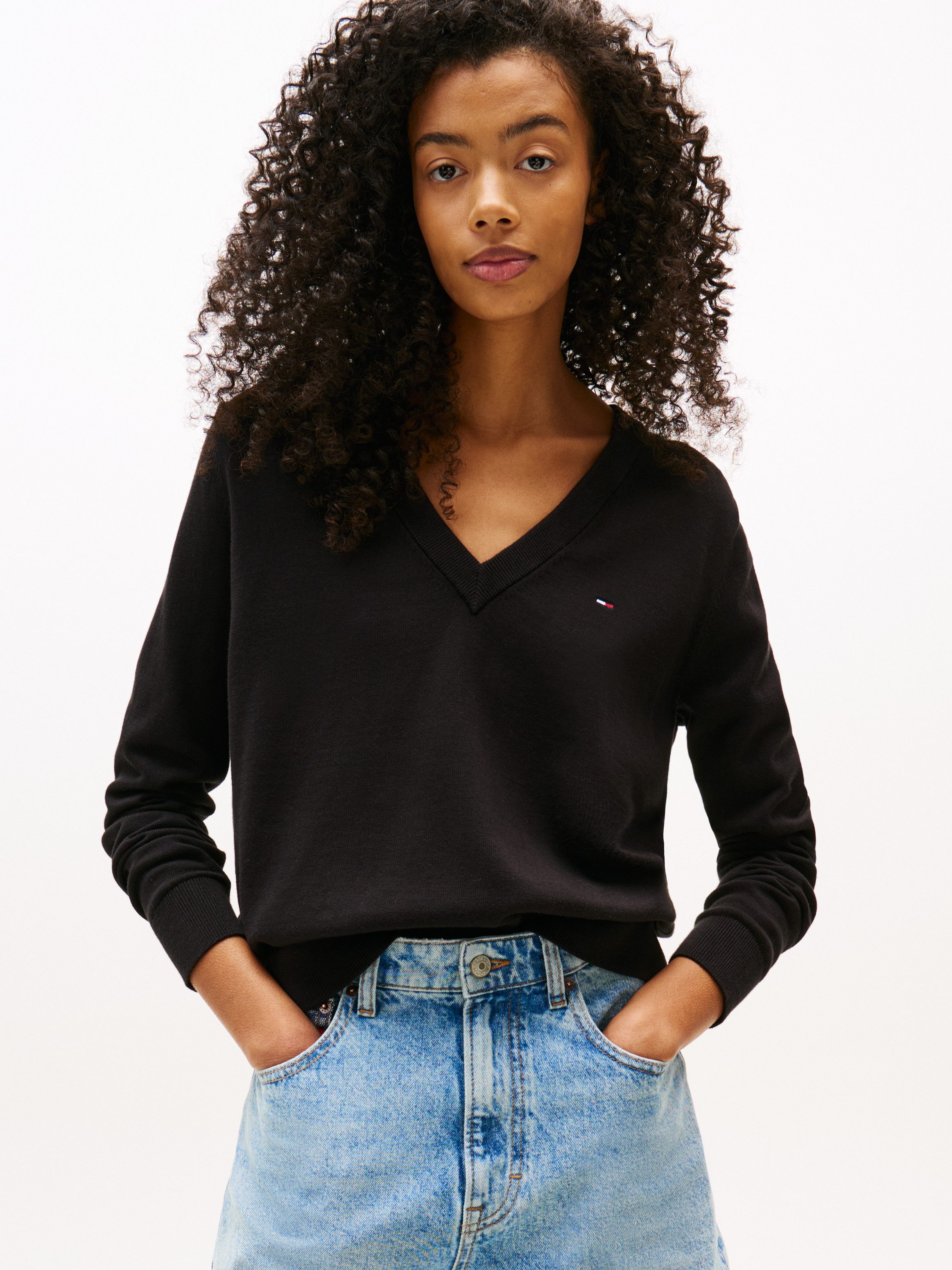 TOMMY JEANS Trui met V-hals TJW ESSENTIAL VNECK SWEATER EXT