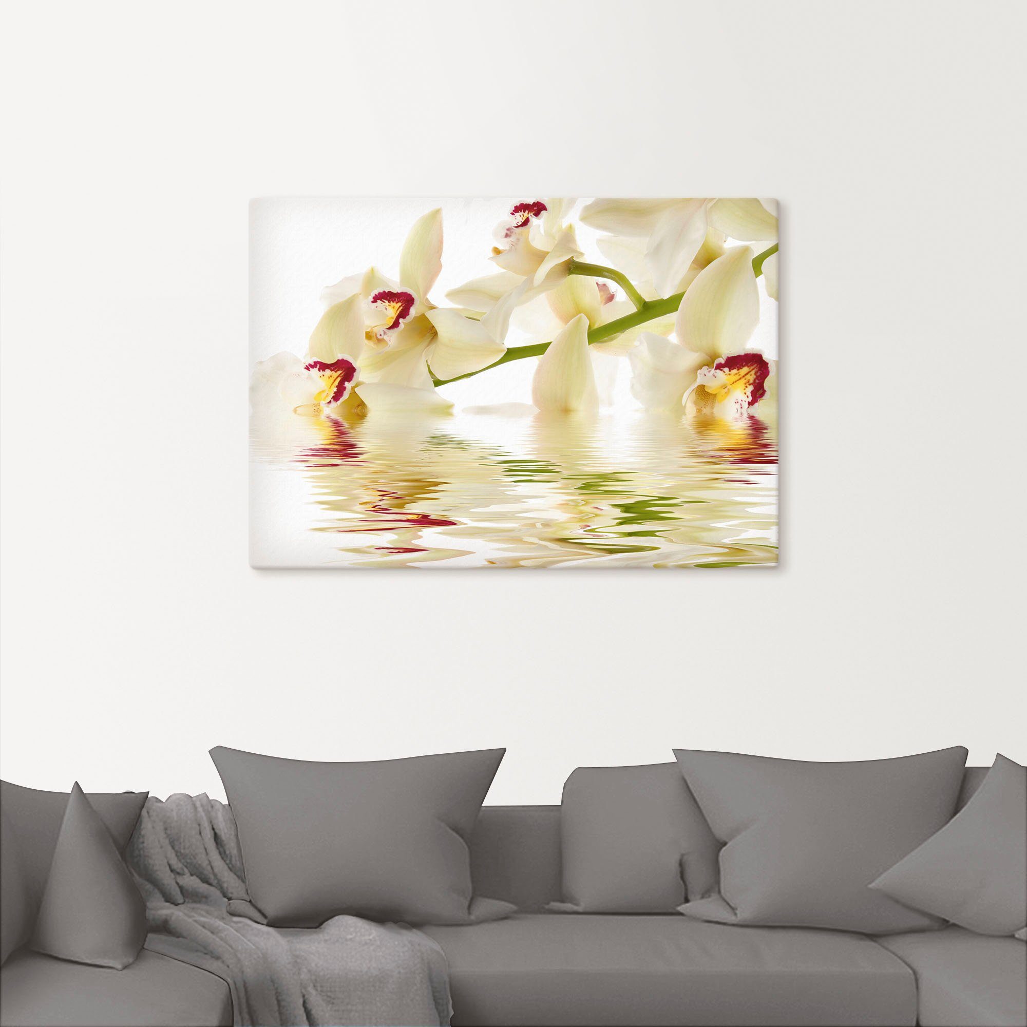 Artland Artprint Witte orchidee met waterreflectie als artprint op linnen, poster in verschillende formaten maten