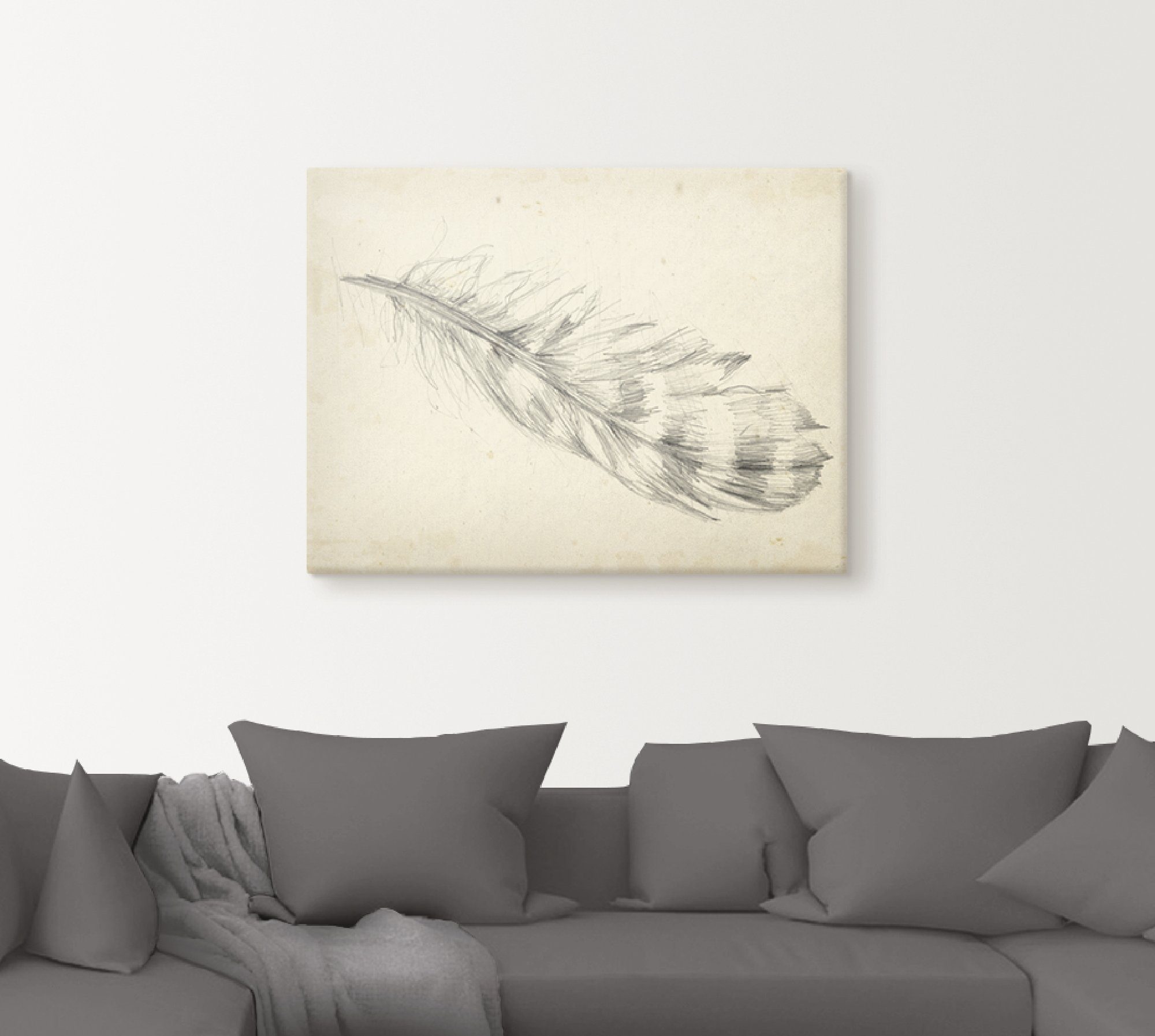 Artland Artprint op linnen Veerschets II gespannen op een spieraam