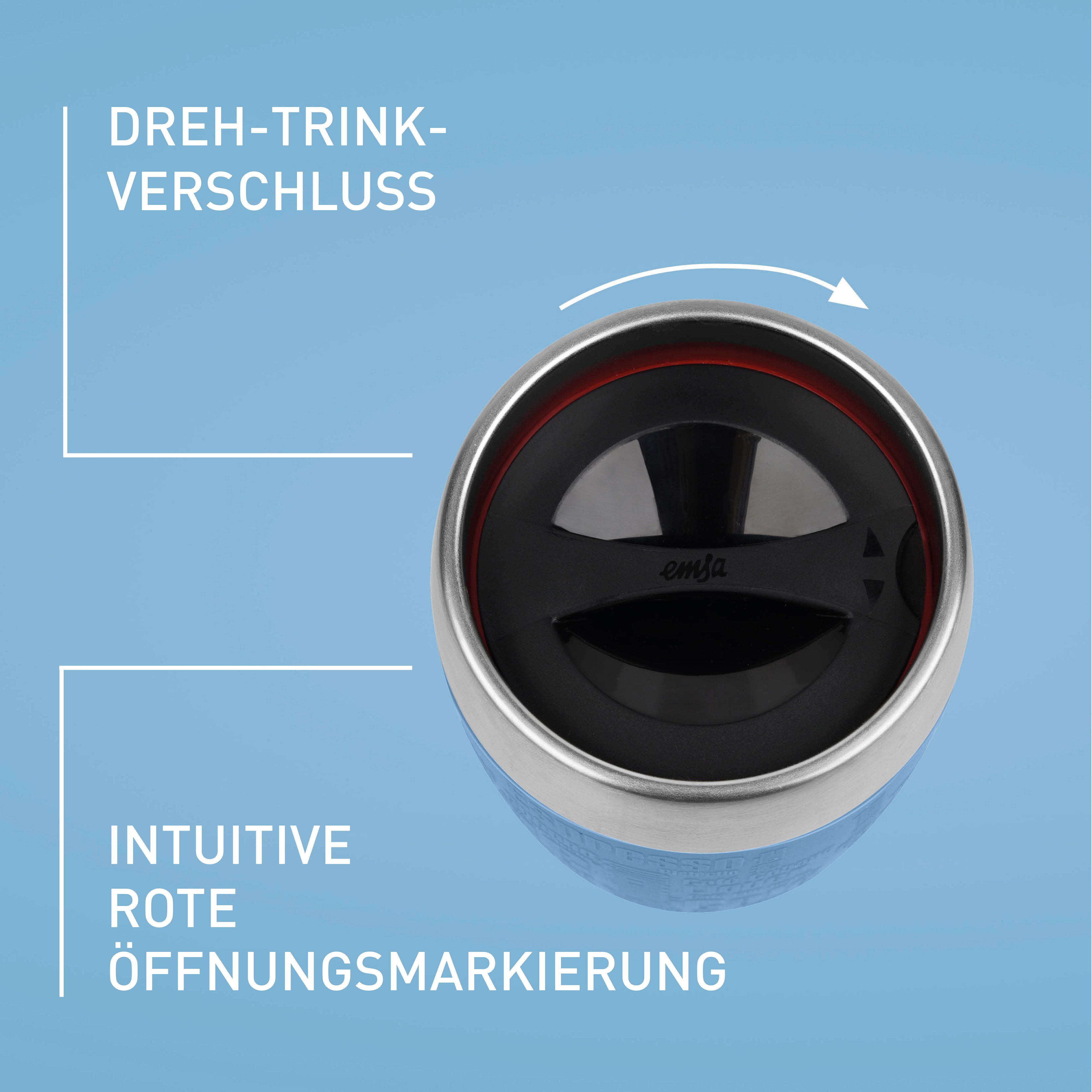 Emsa Thermosbeker Travel Mug 0,2 liter, roestvrij staal, drink- en ijsbeker, rubberen manchet (1-delig)