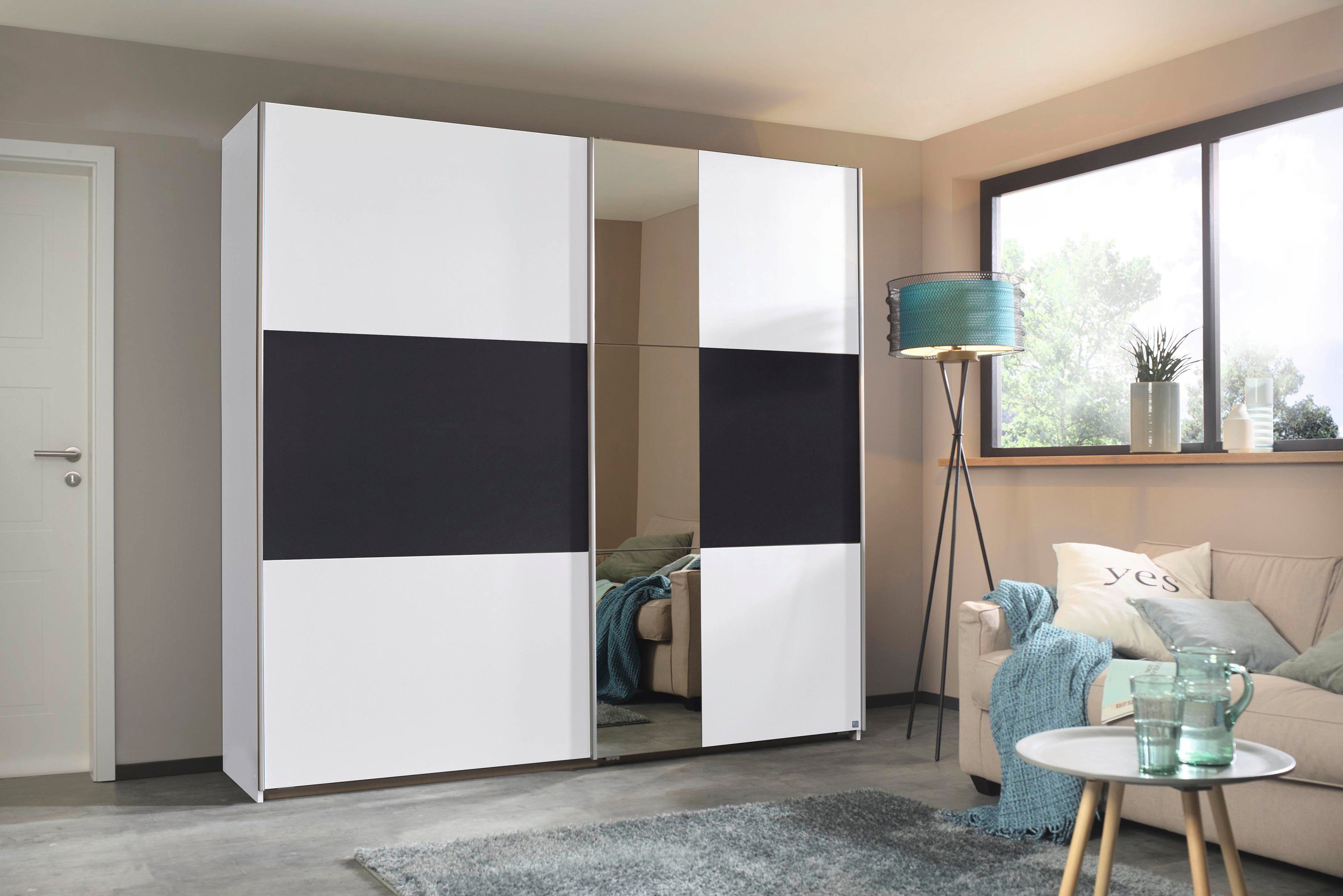 rauch Zweefdeurkast Kledingkast kast garderobe ASTANA met soepel lopende deuren inclusief 2 stoffen dozen en metalen grepen topseller made in germany