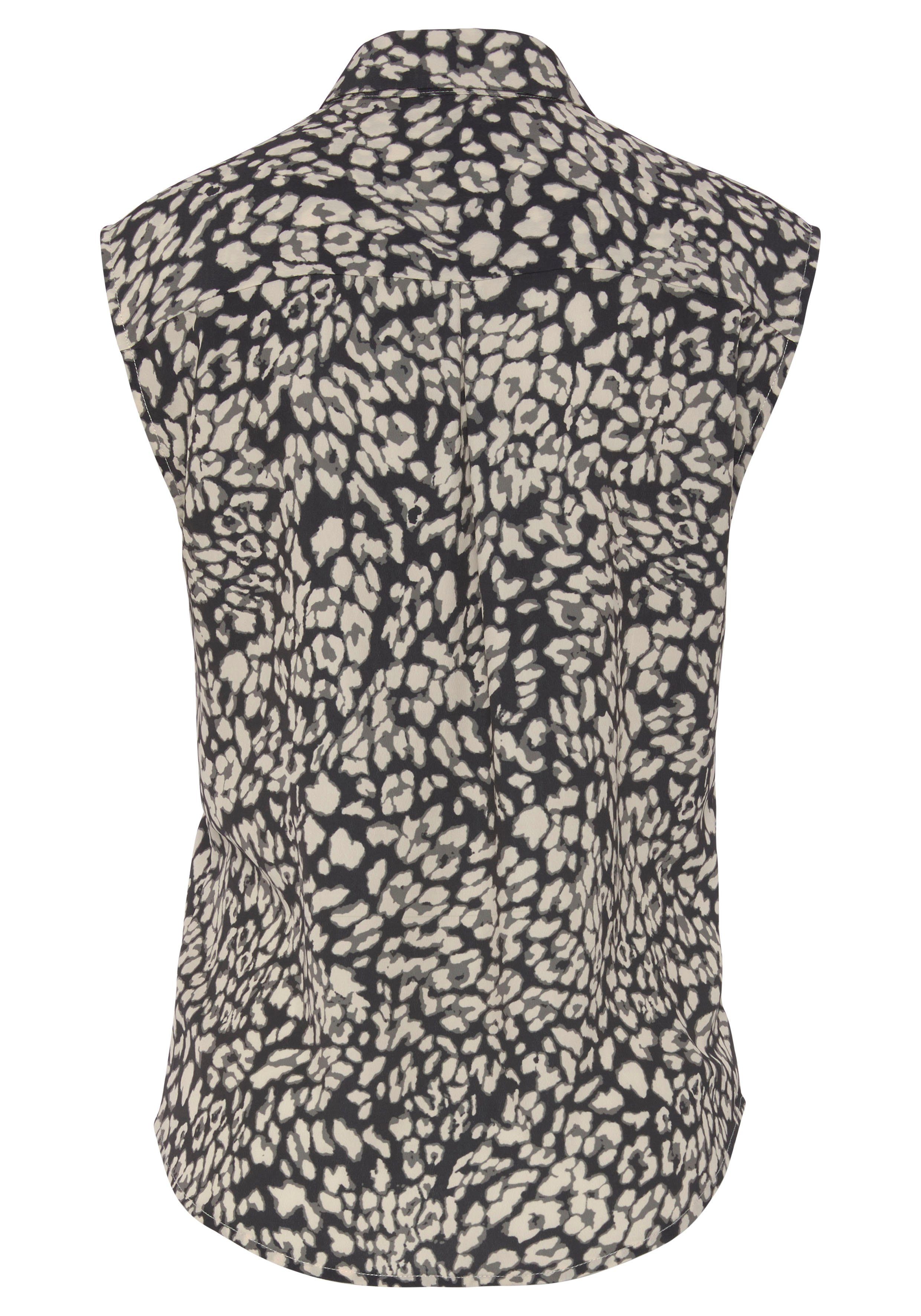 Lascana Top met knoopsluiting en dierenprint damesblouse met blazerkraag