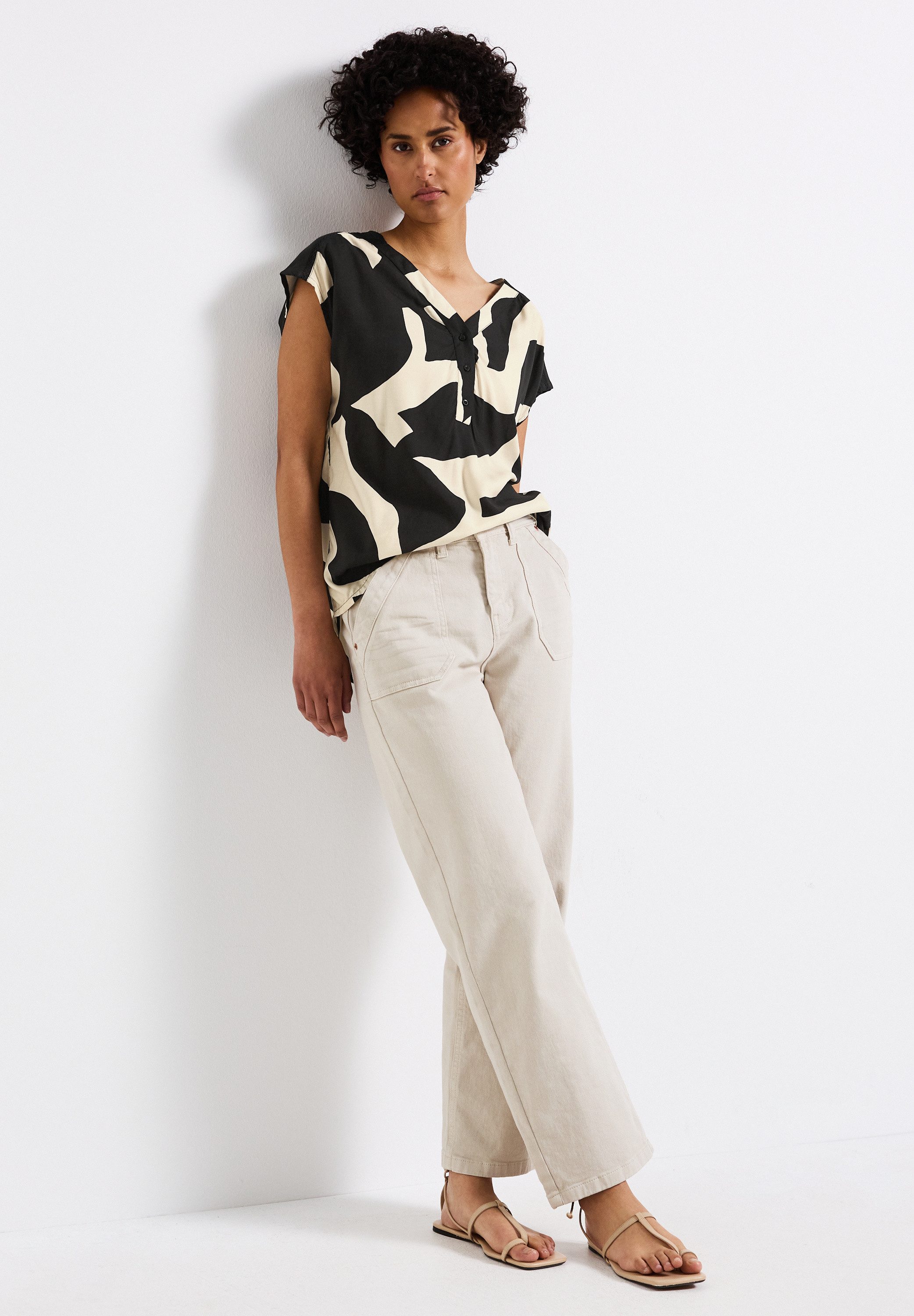STREET ONE Blouse met korte mouwen met grafisch patroon