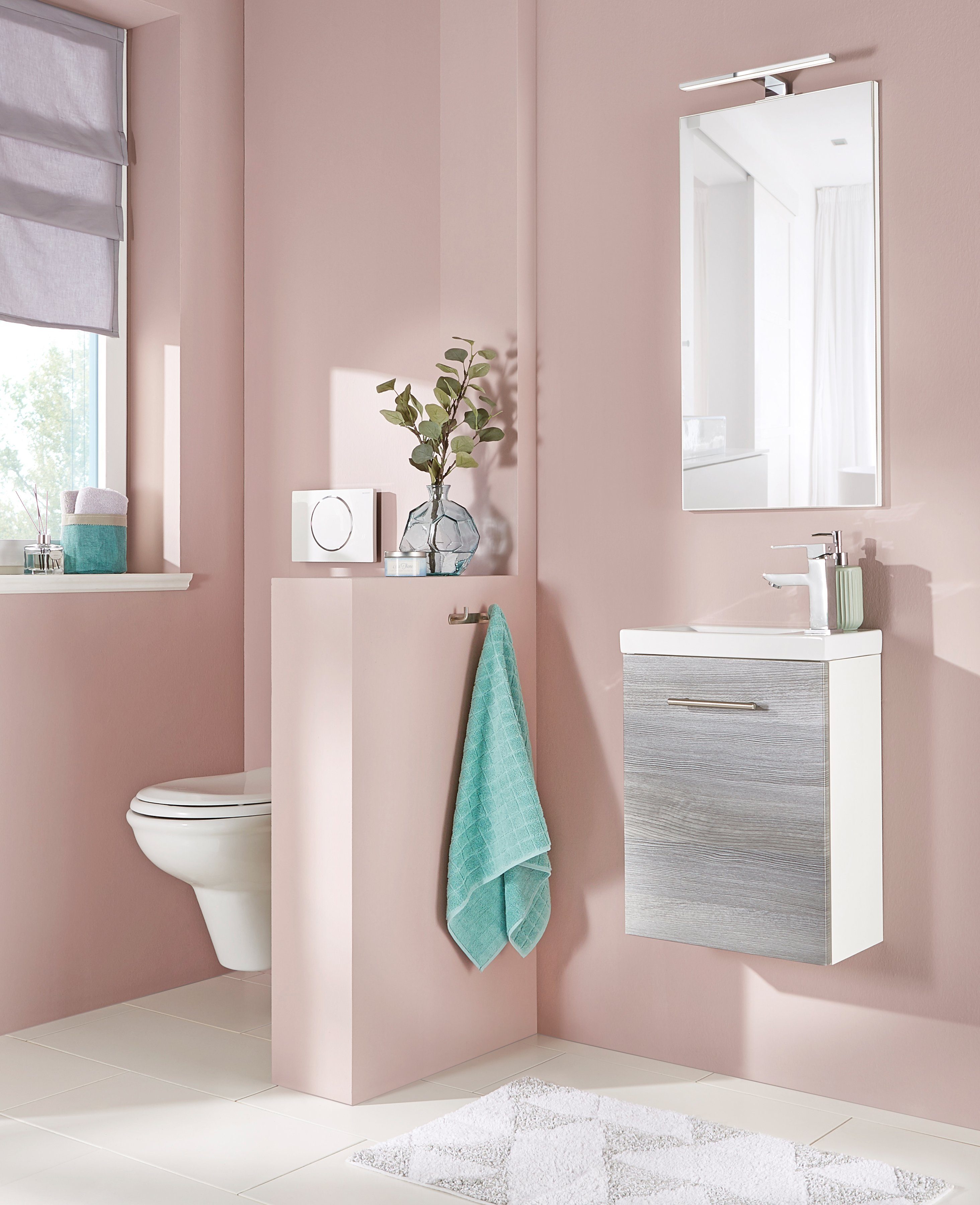 welltime Wastafelmeubel Trento Badkamermeubel breedte 40 cm, gastenbadkamer SlimLine tweede toilet (set, 4-delig)