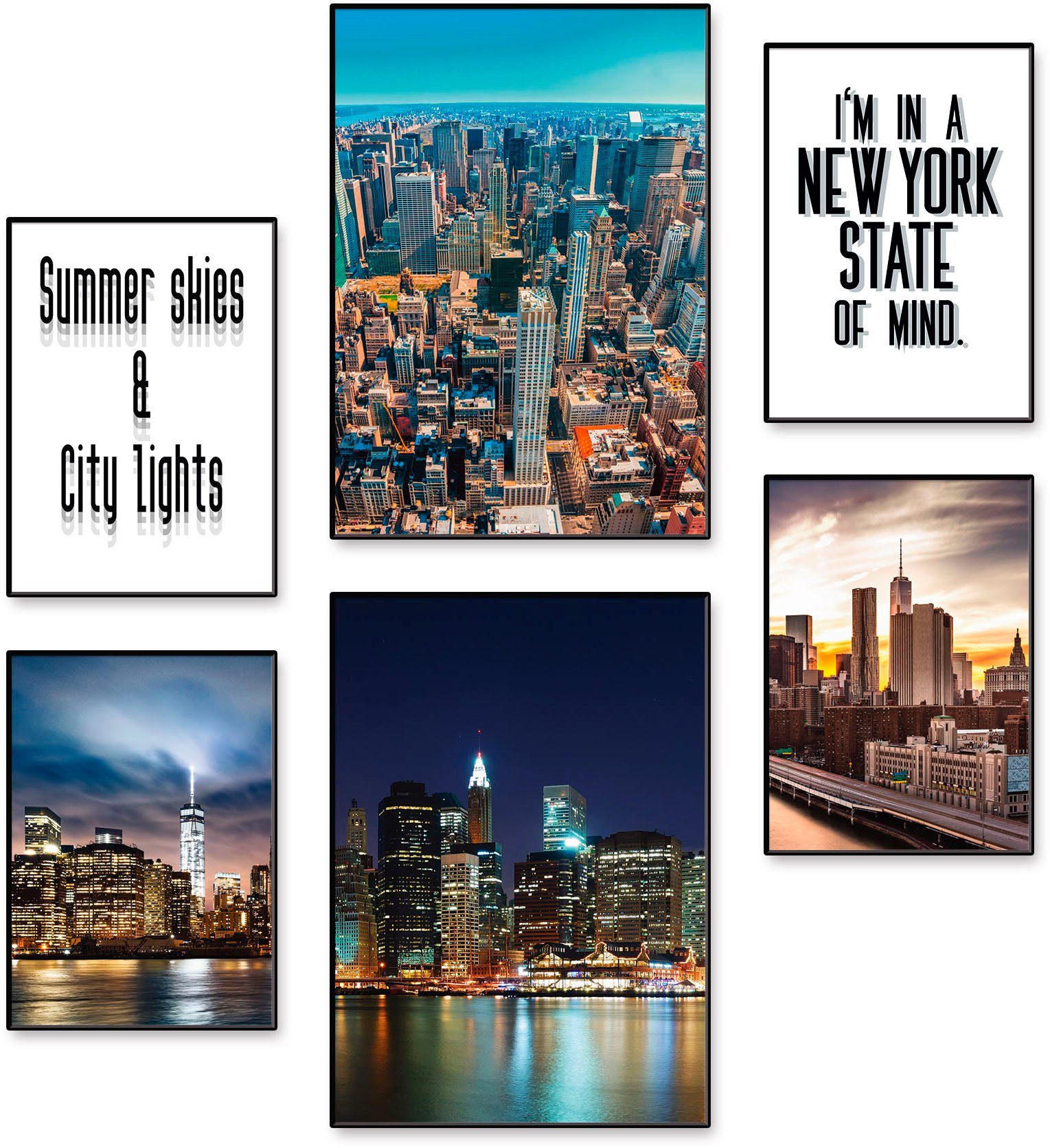 Artland Poster De hoofdstad New York Poster, artprint, wandposter (6 stuks)