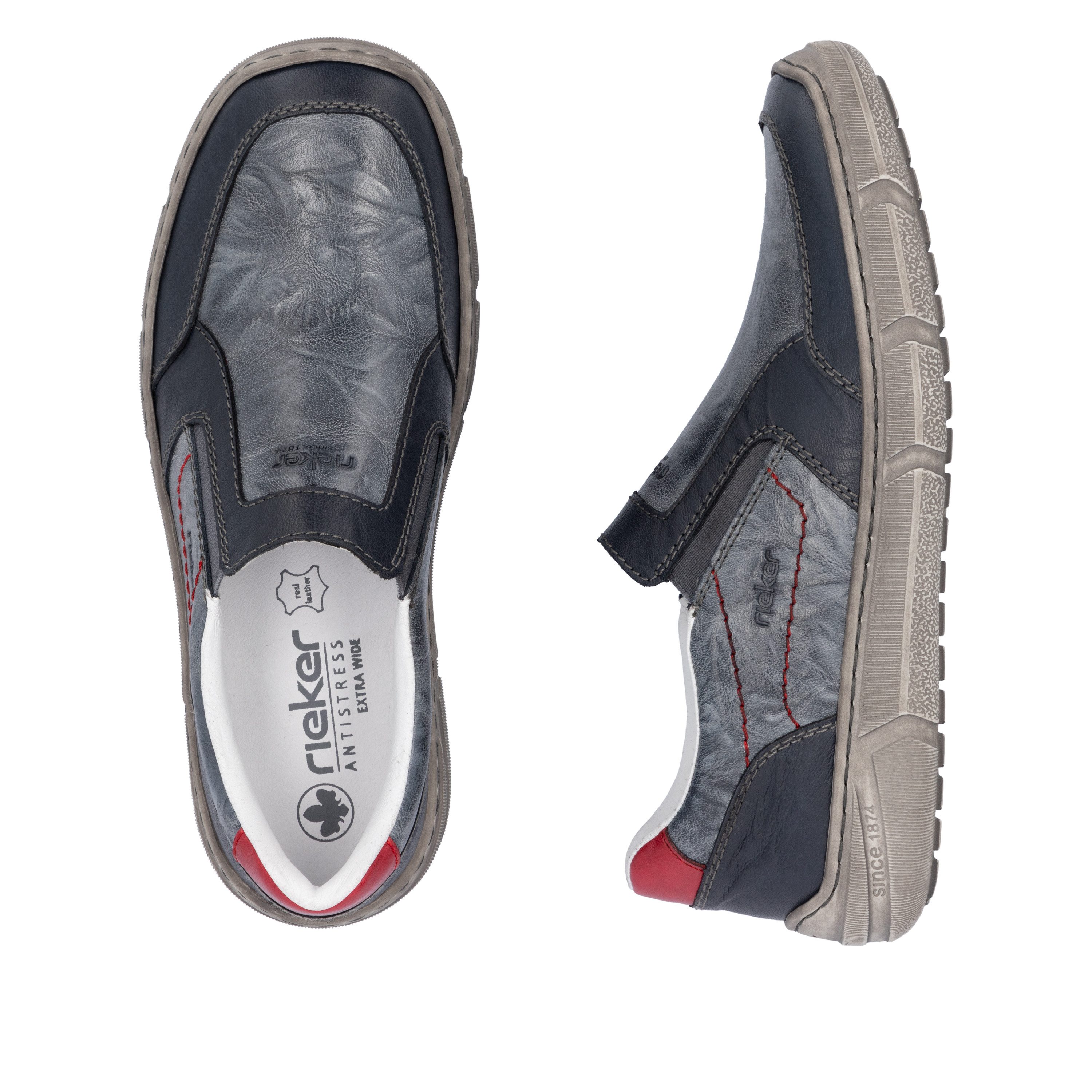 Rieker Instappers , slip-on sneaker, lage schoen, vrijetijdsschoen met schachtpolstering
