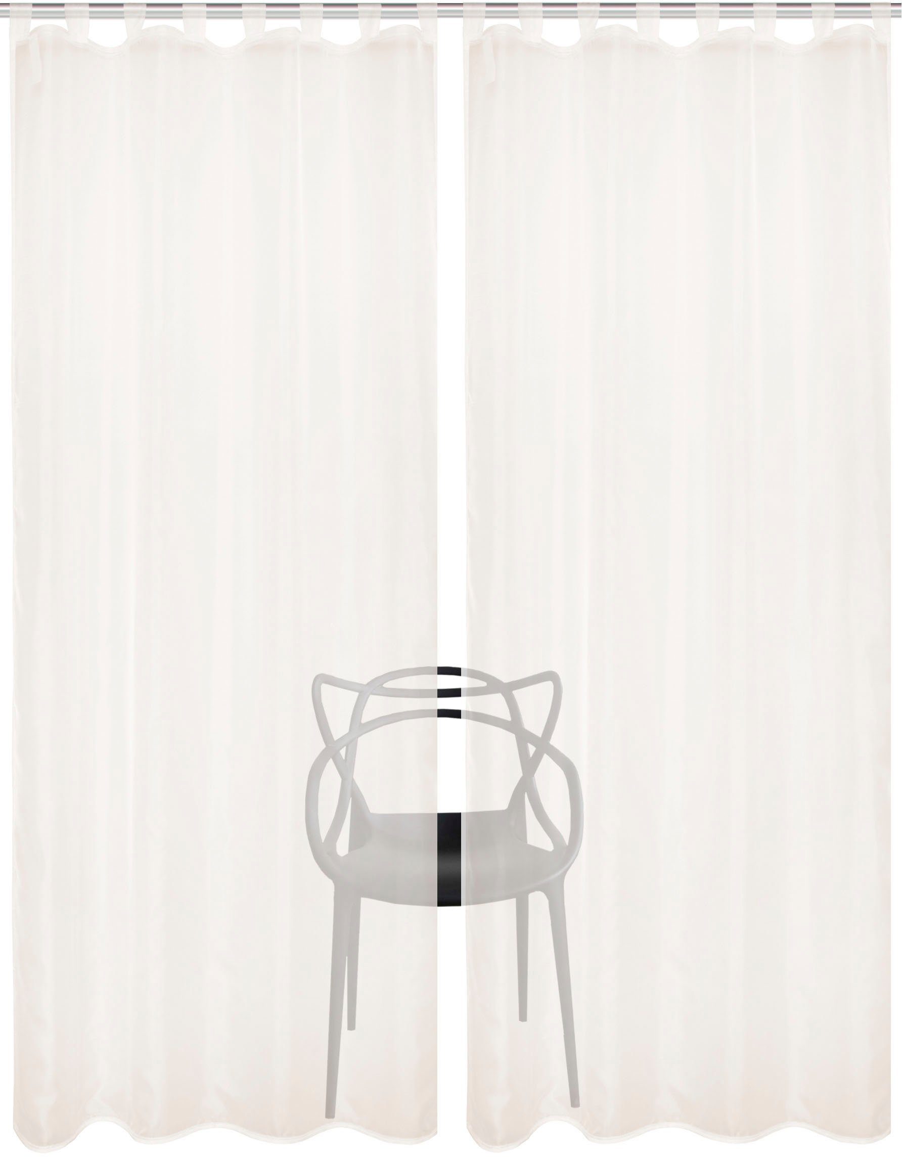 HOME WOHNIDEEN Gordijn NESSI 2-DELIG PAKKET Effen, voile, transparant, lussen incl. trekband, 2-pack (2 stuks)