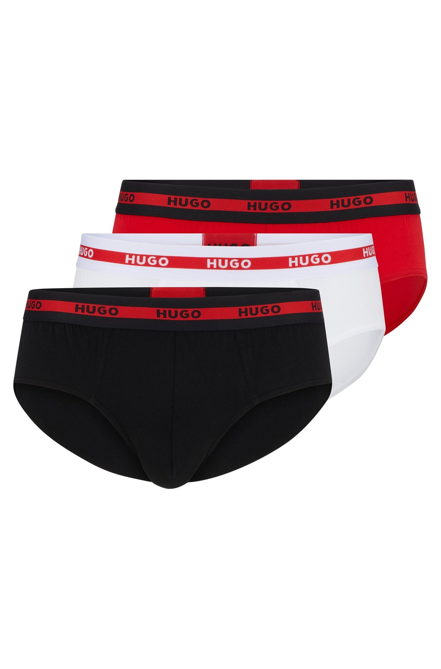 HUGO underwear Slip met contraststrepen en logo-opschriften op de tailleband (set, 3 stuks, In driepack) heren slips maat XL (54) rood