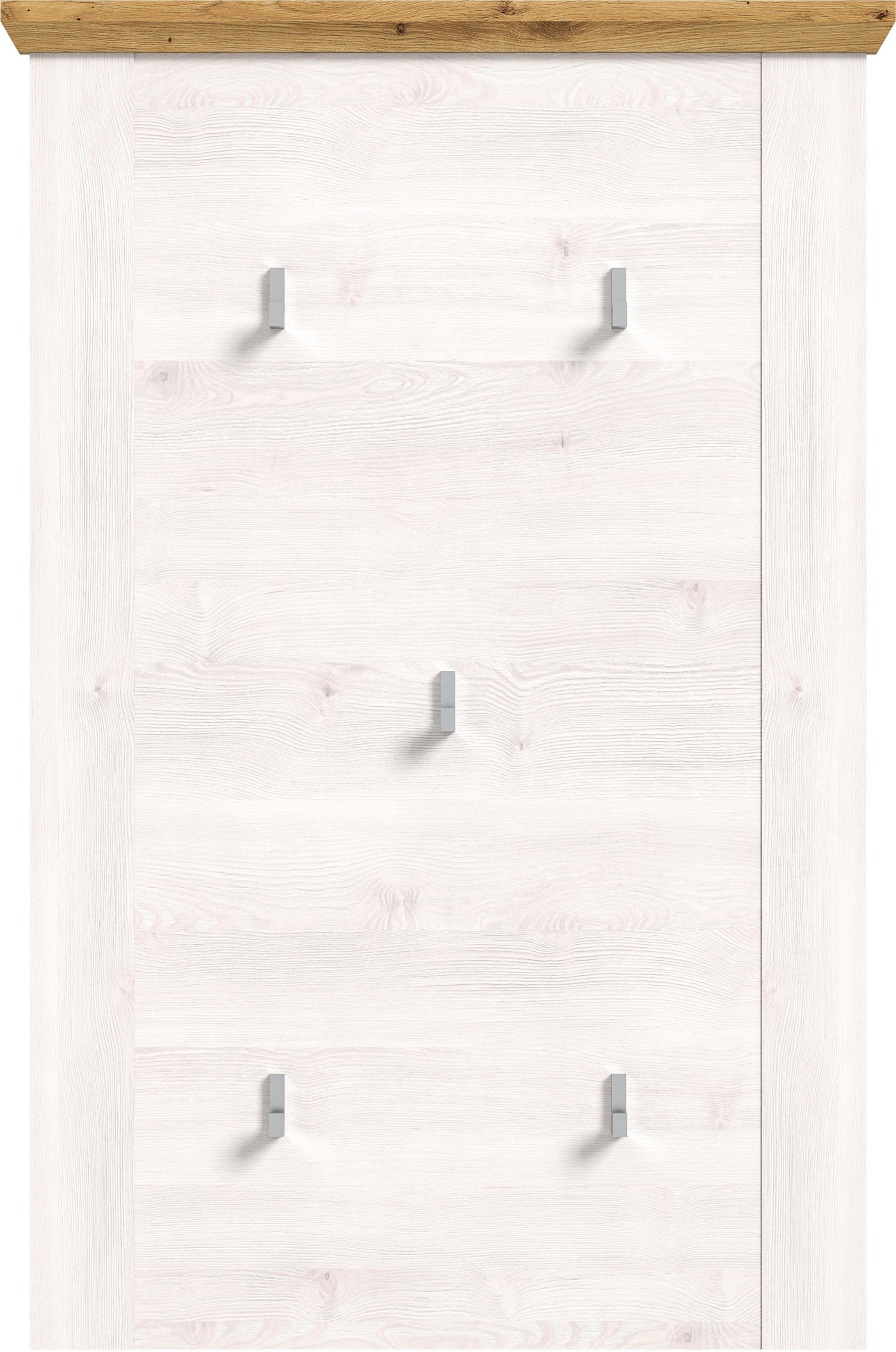 Home affaire Kapstokpaneel COSENZA, TOPSELLER!, Höhe 103 cm, 5 Garderobenhaken, 2-farbig in landelijke stijl, wandpaneel, paneel, wandhaak