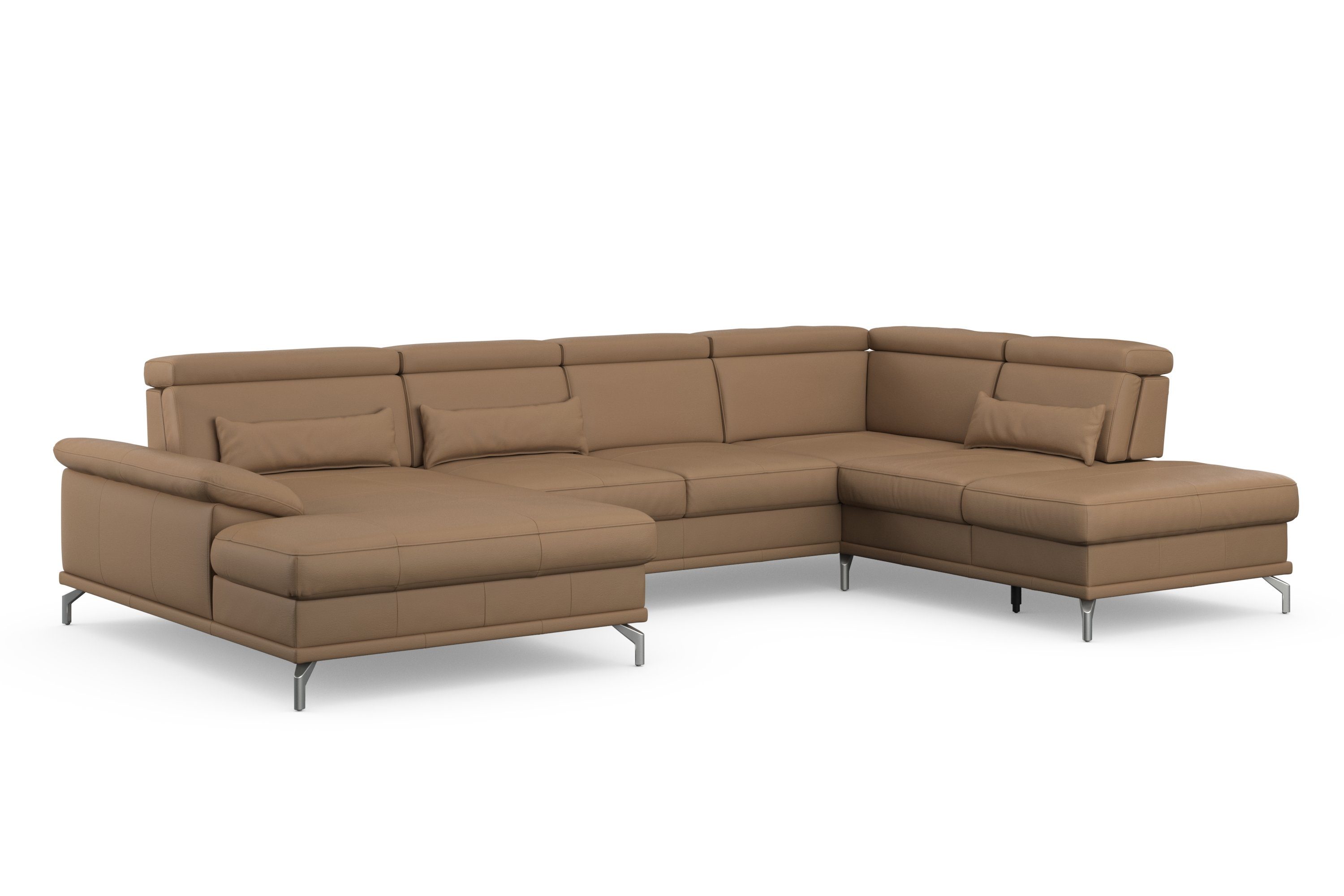 sit&more Zithoek Cabrio U-vorm, B: 359 cm, met zitdiepte-, arm- & hoofdverstelling