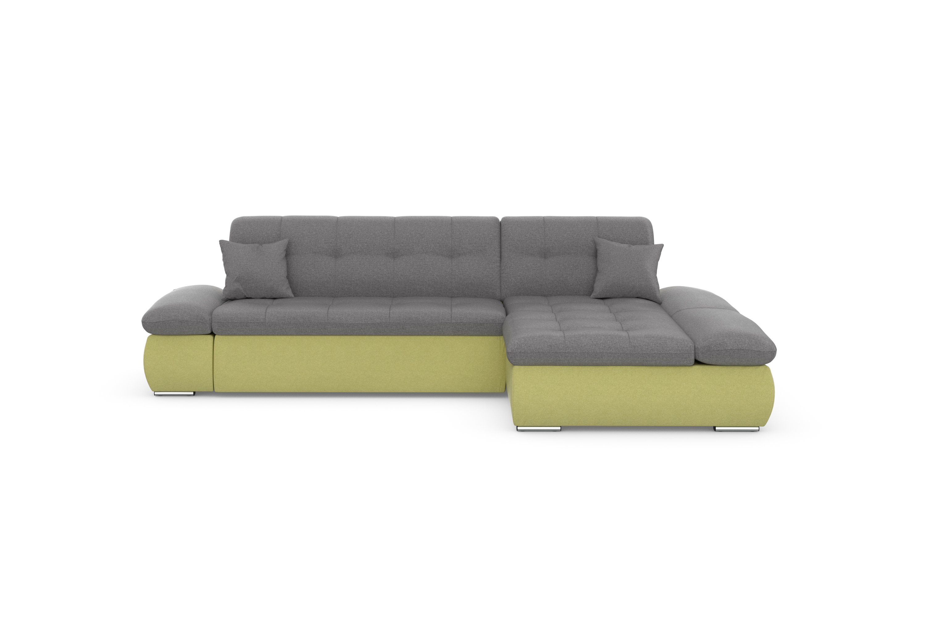 DOMO collection Hoekbank Moric, L-vorm, XXL-bank - Breedte 300cm keuze met bedfunctie en armleuningverstelling, donkergroen
