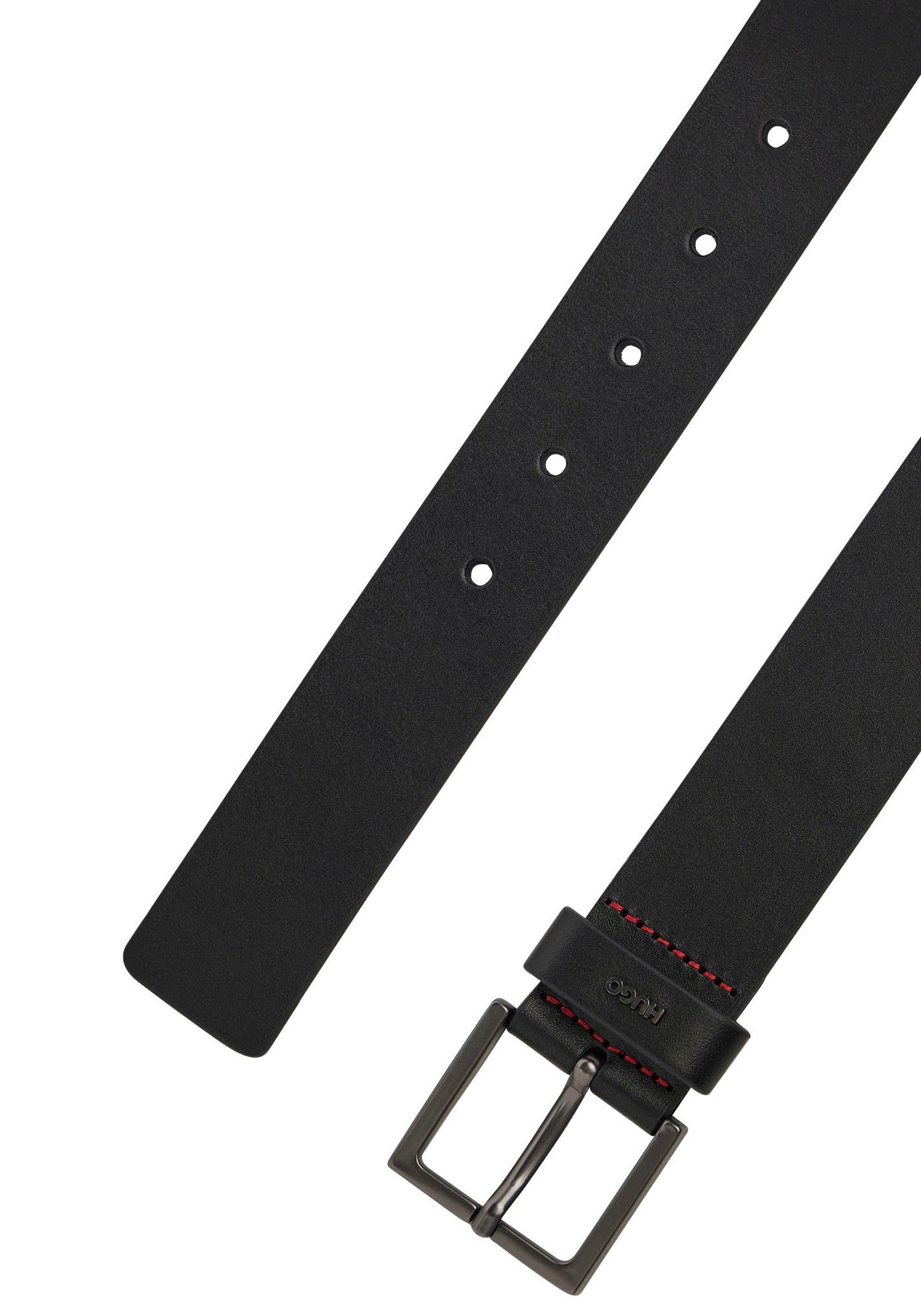 HUGO Leren riem GIOVE Metall-logo op de lus
