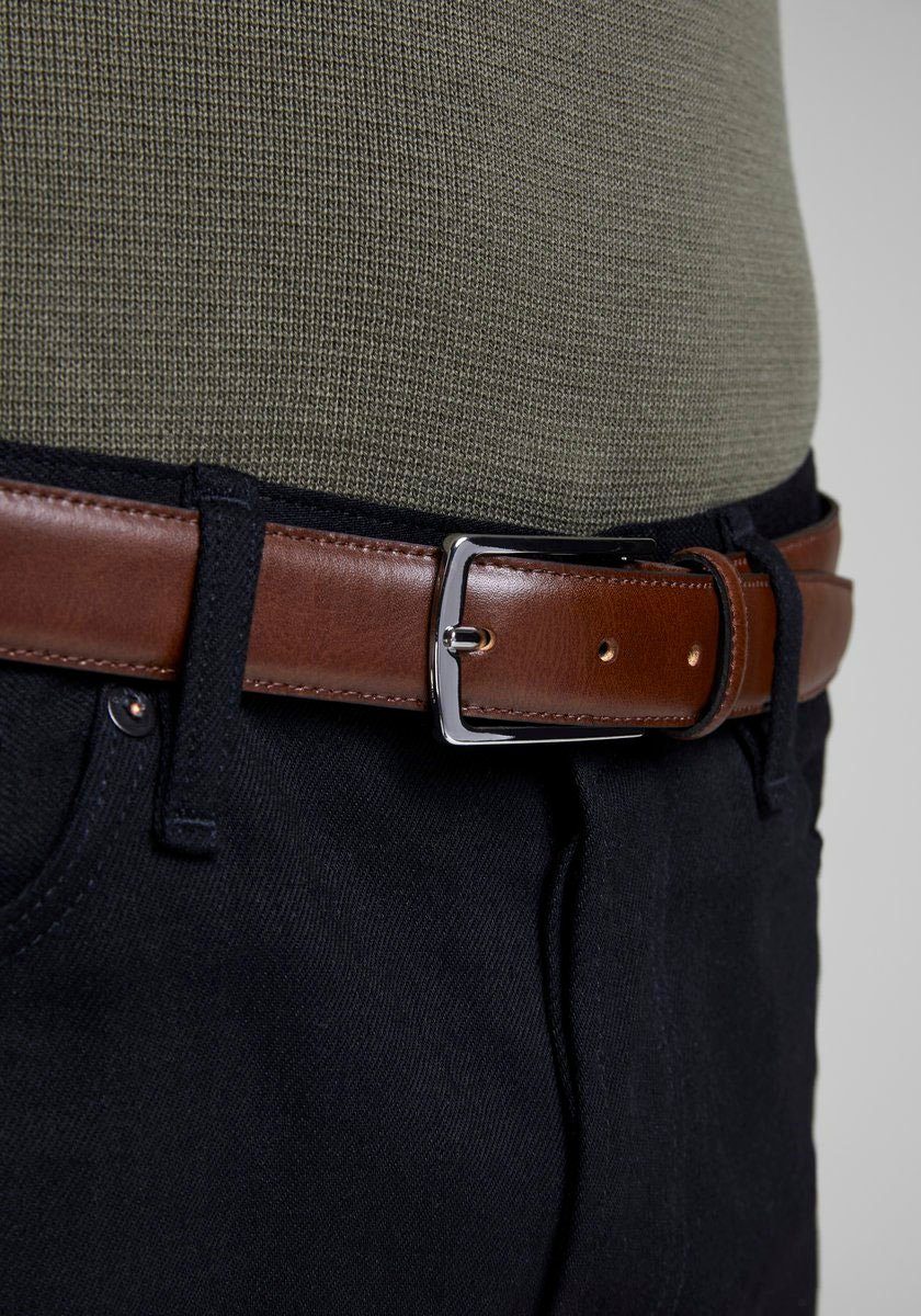 Jack & Jones Leren riem Klassieke herenriem, iets gebombeerd