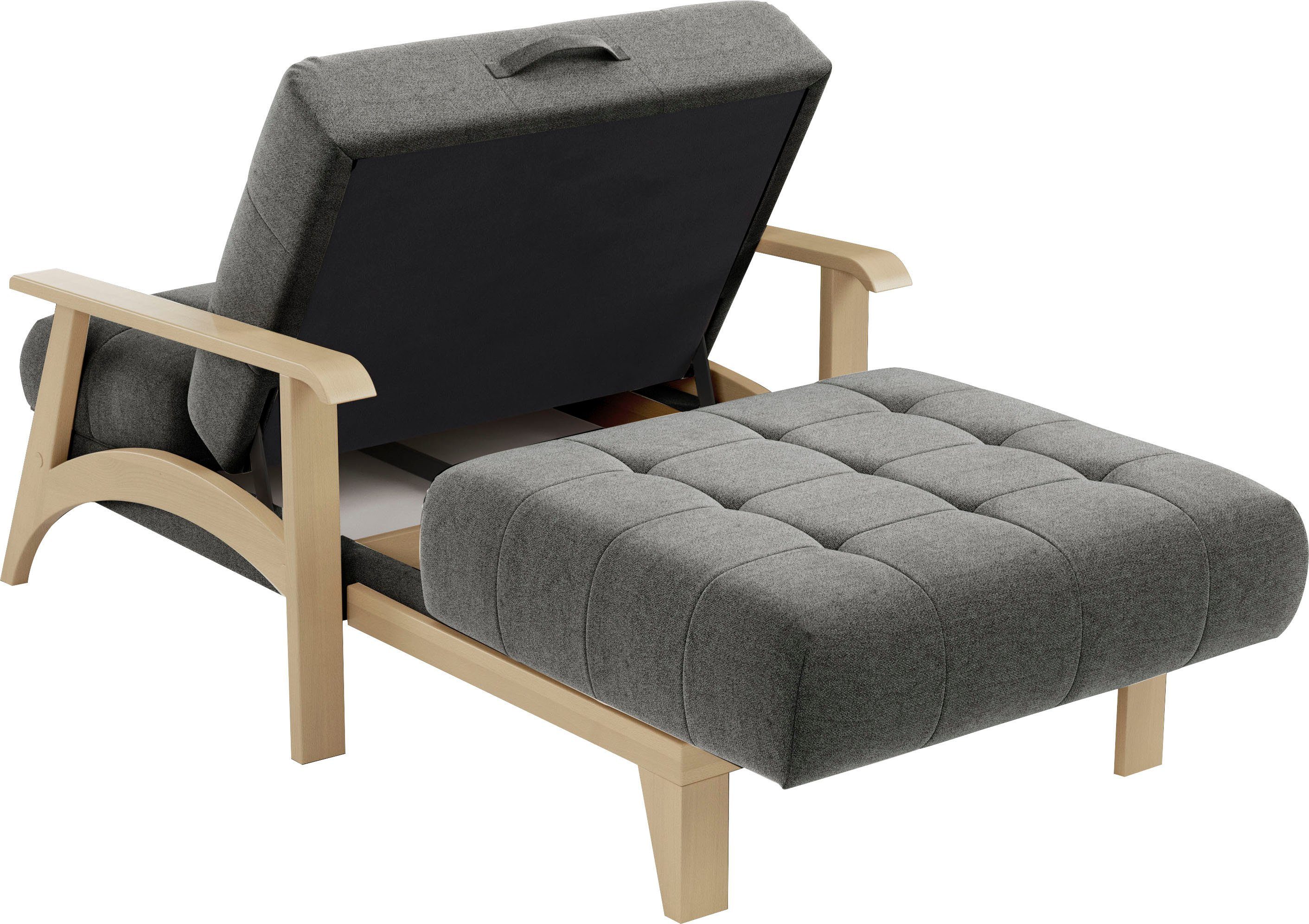 sit&more Récamier Billund Armleuningen van natuurlijk beukenhout, verschillende bekledingen en kleuren