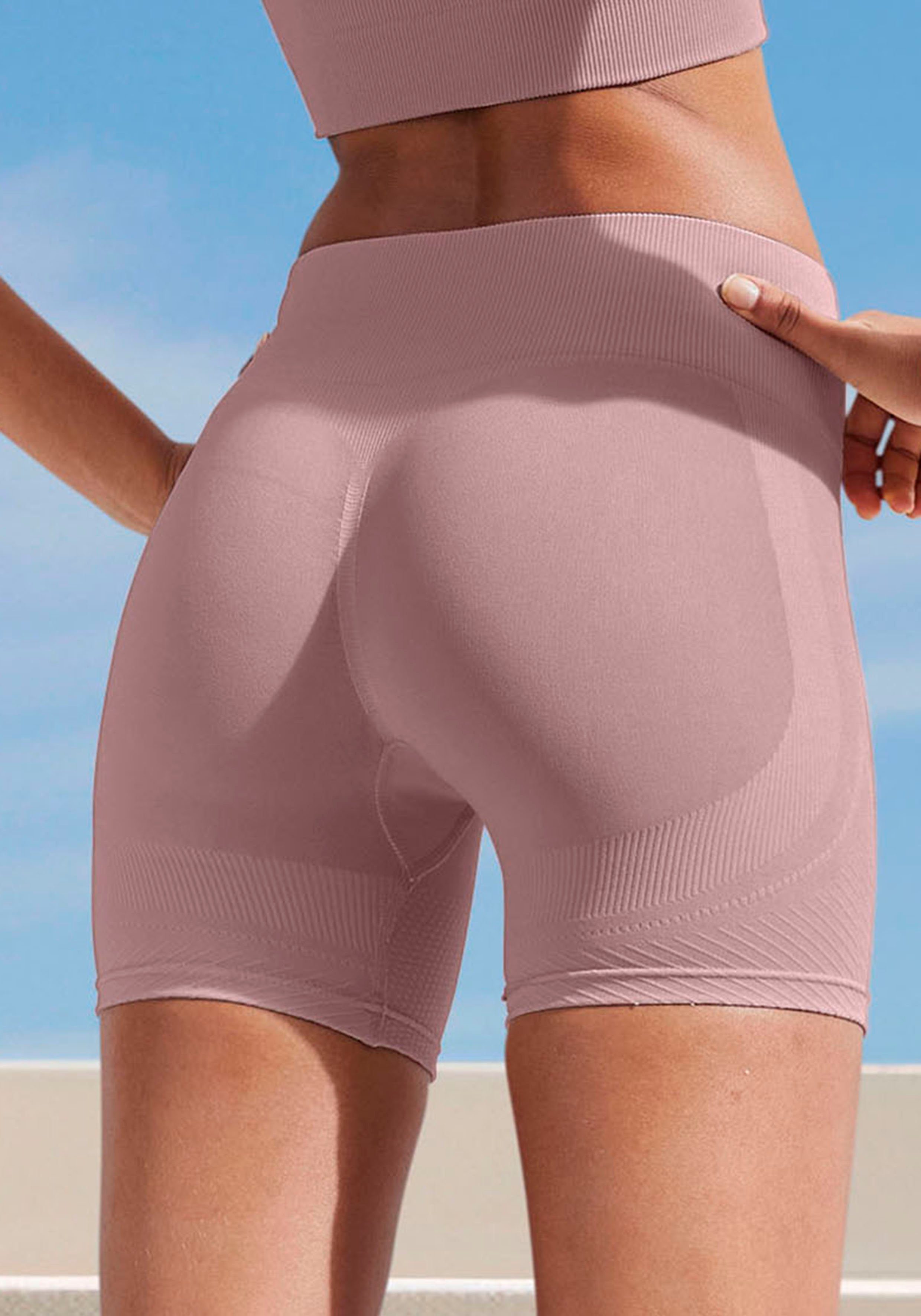 Lascana Functionele short Po Push Up met ribstructuur en shaping-effect, sportshorts