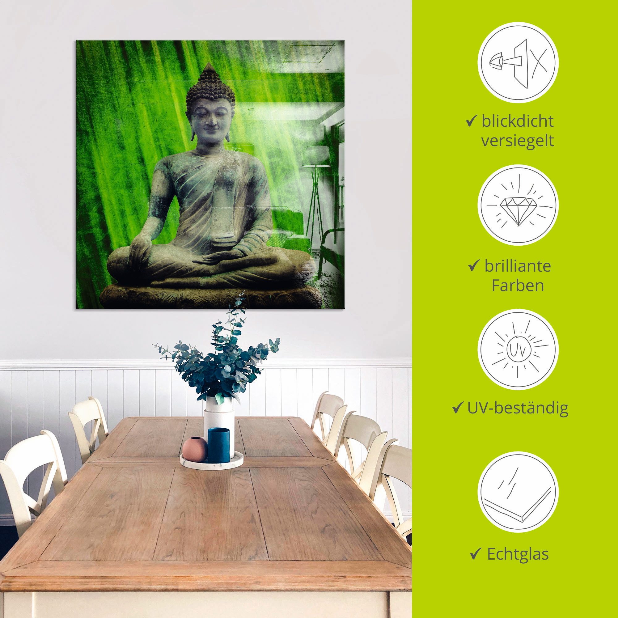 Artland Print op glas Boeddha in verschillende maten
