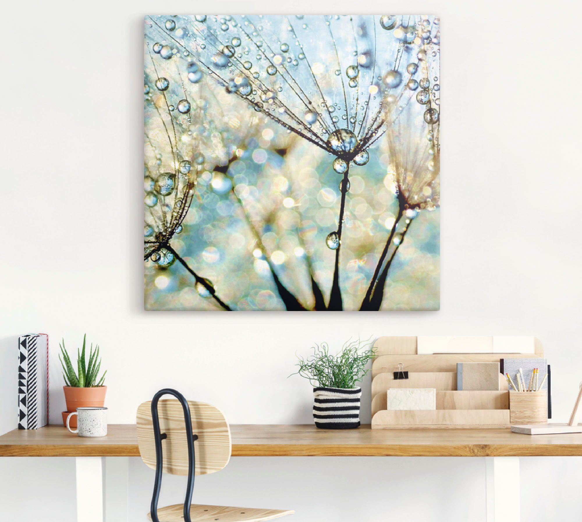 Artland Artprint Pluizenbol blauwe diamanten als artprint van aluminium, artprint voor buiten, artprint op linnen, poster, muursticker