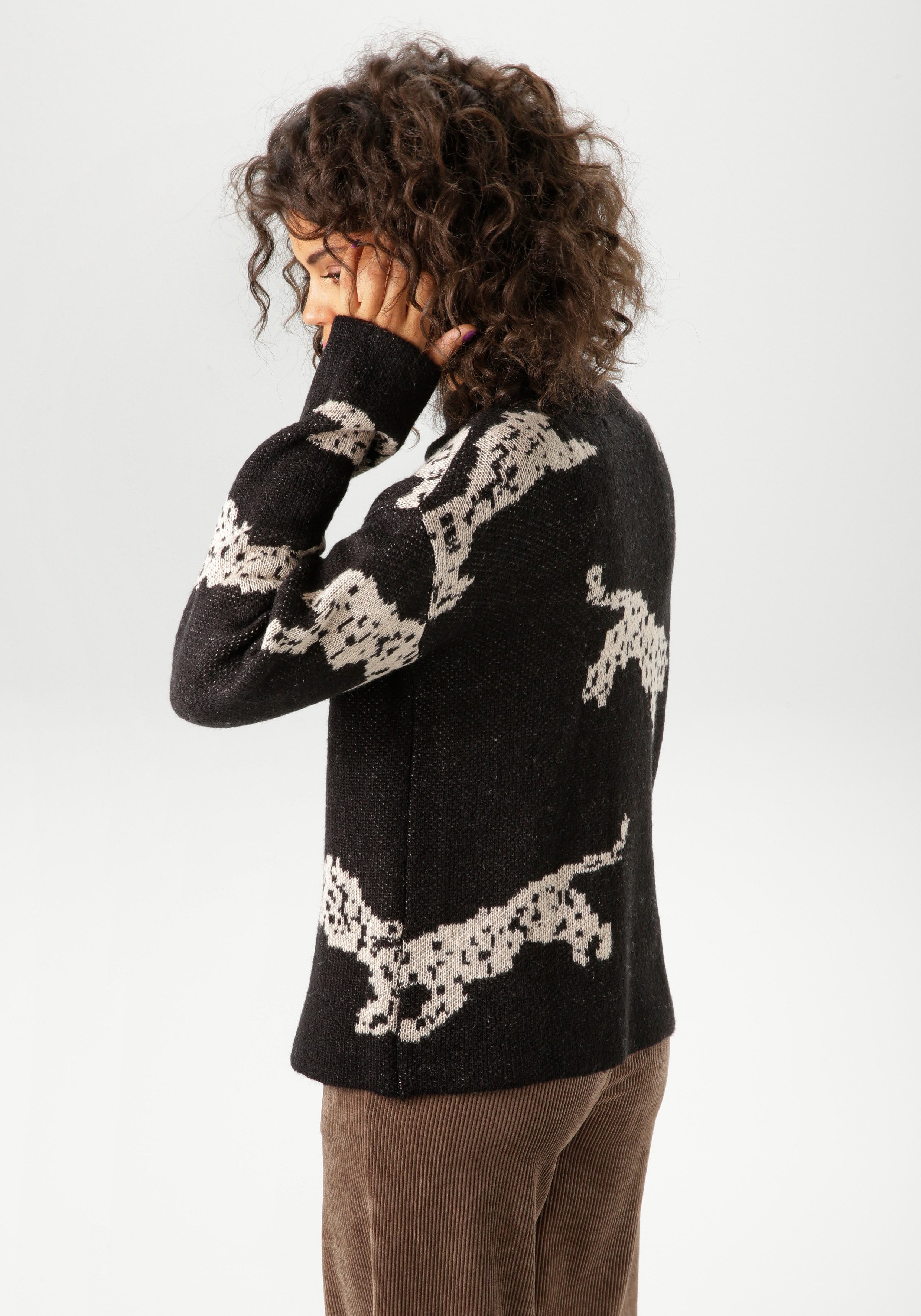 Aniston CASUAL Gebreide trui met ingebreide luipaarden - nieuwe collectie