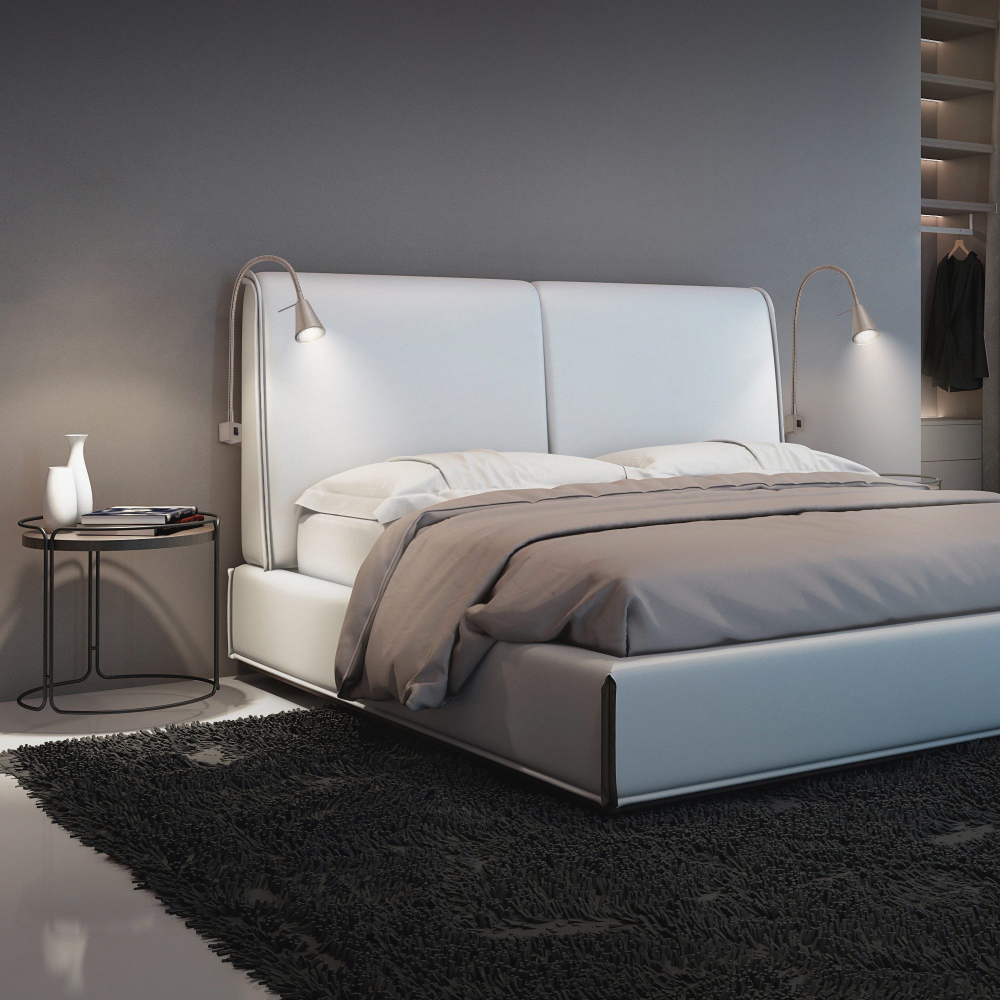 Briloner Leuchten Led-wandlamp 2-pack LED bedlamp slaapkamer woonkamer mat-nikkel
