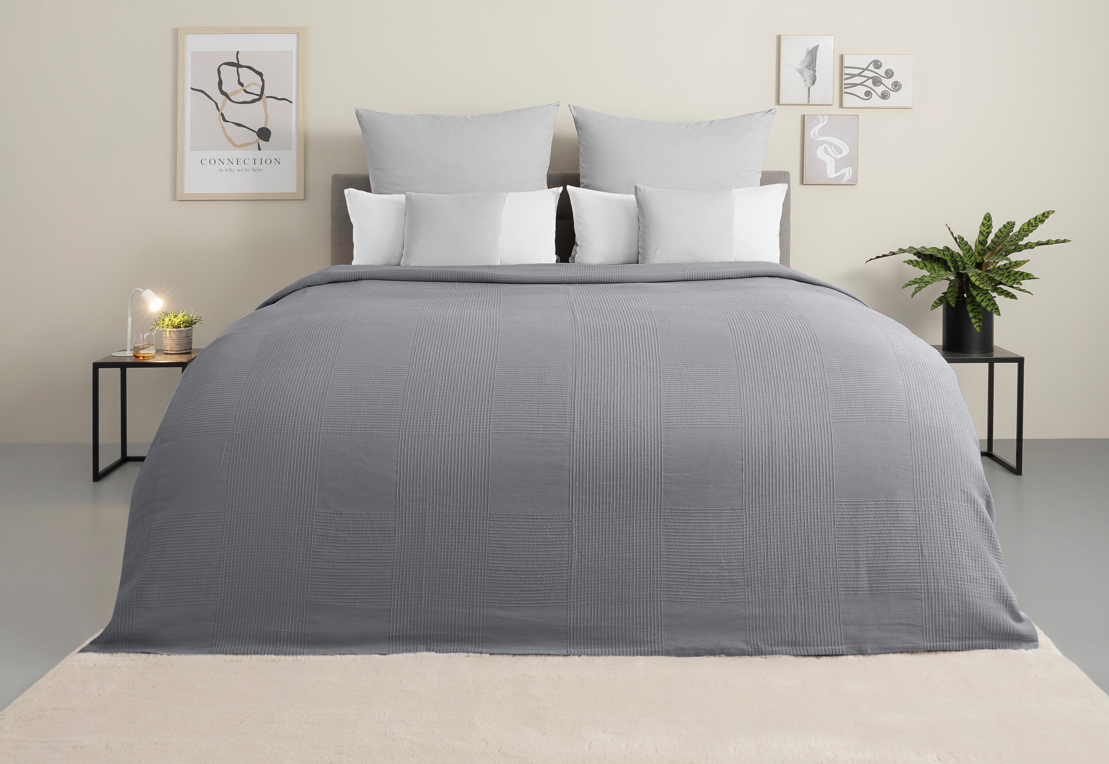 my home Sprei Mira lichte sprei van 100% katoen, uni foulard, zonder vulling